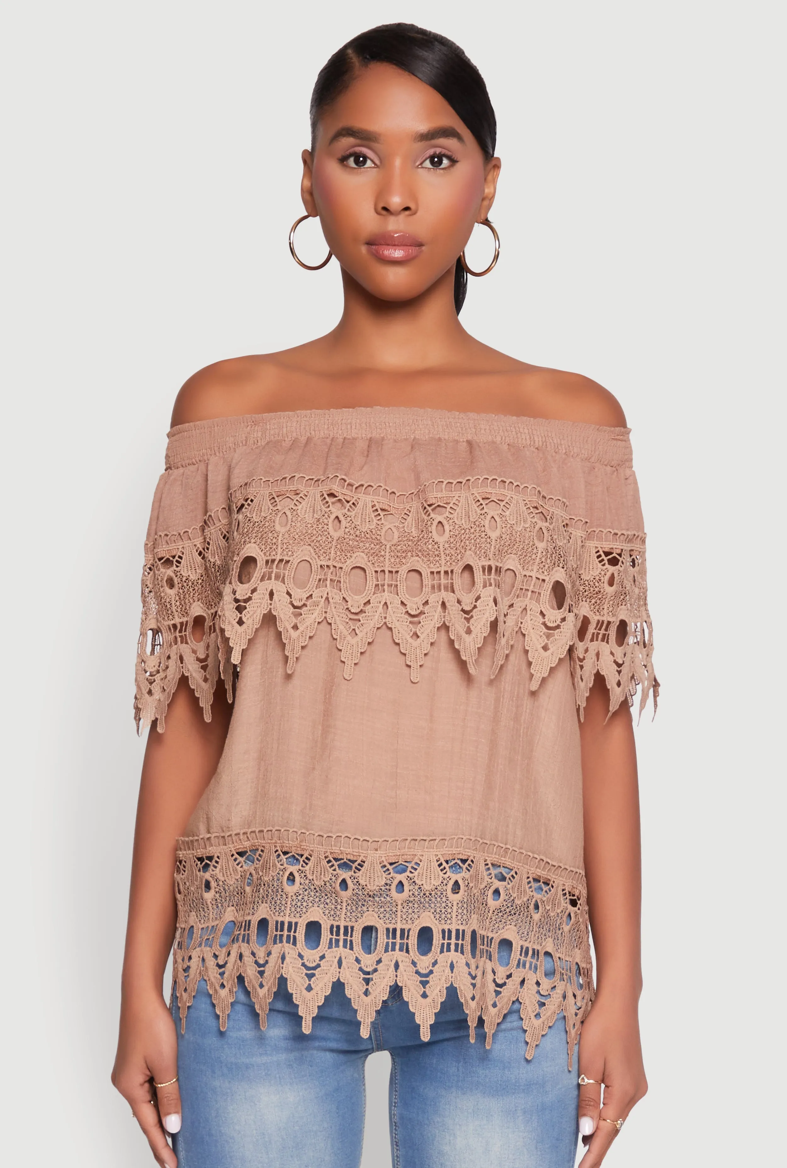 Lace Trim Off the Shoulder Blouse sold by Rainbow product image thumbnail 2