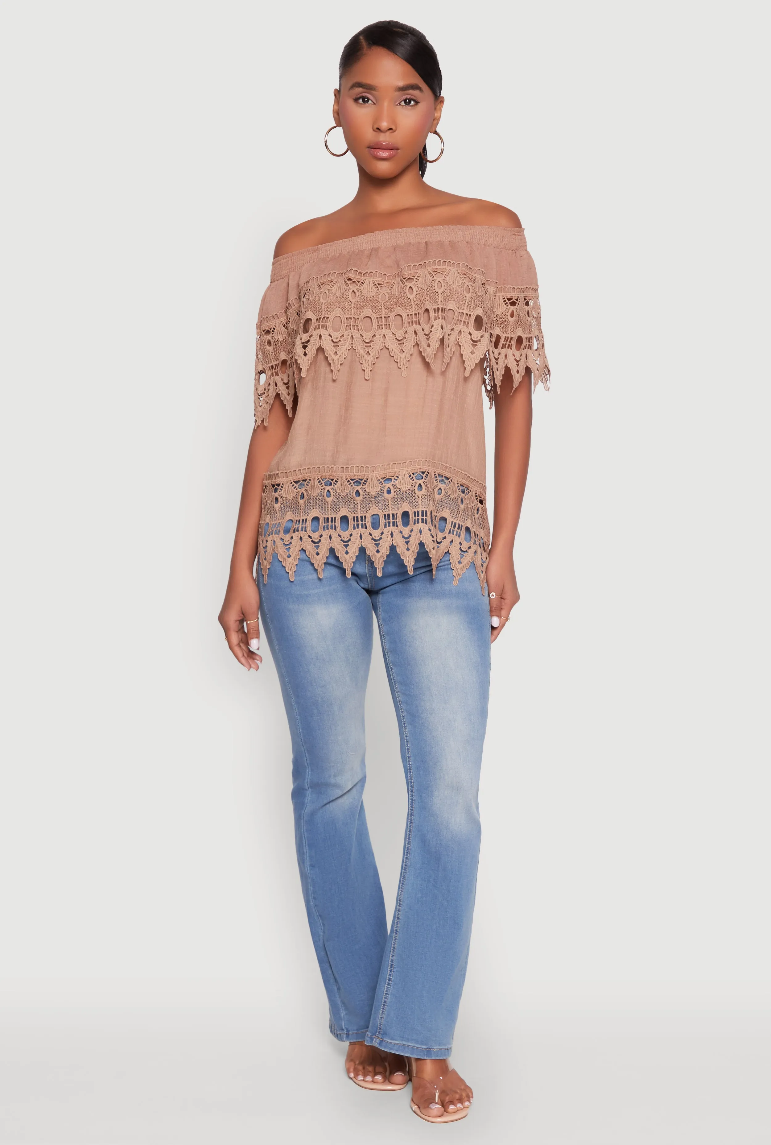 Lace Trim Off the Shoulder Blouse sold by Rainbow product image thumbnail 3