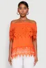 Lace Trim Off the Shoulder Blouse sold by Rainbow