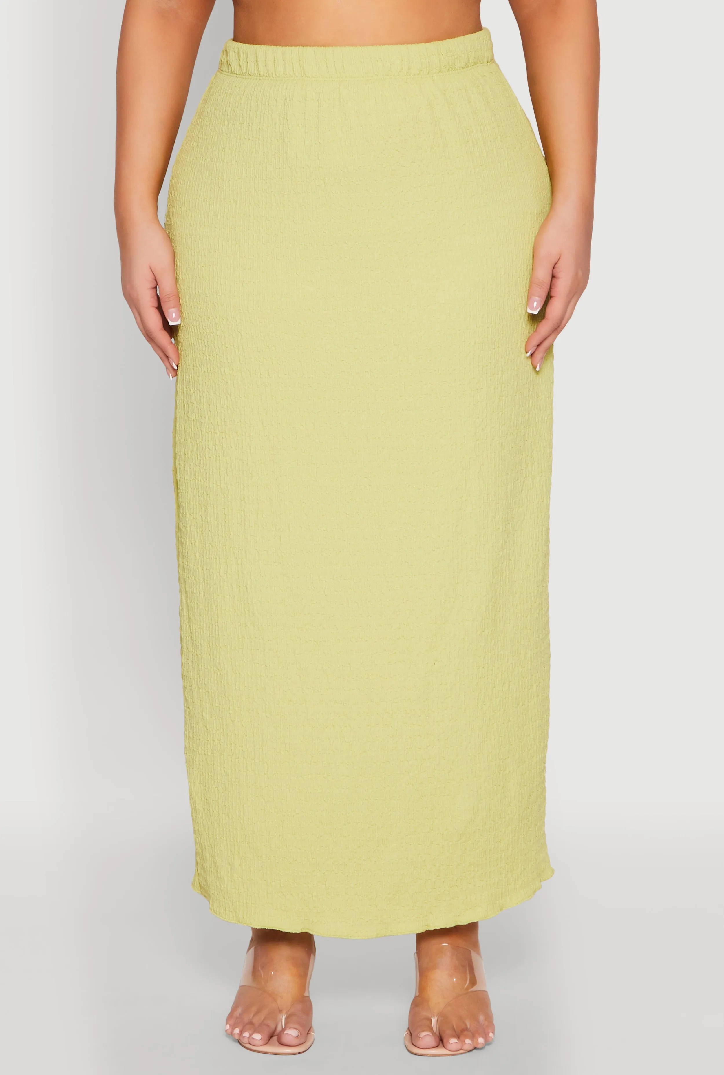 Plus Size Textured Knit High Waist Maxi Skirt sold by Rainbow product image thumbnail 3