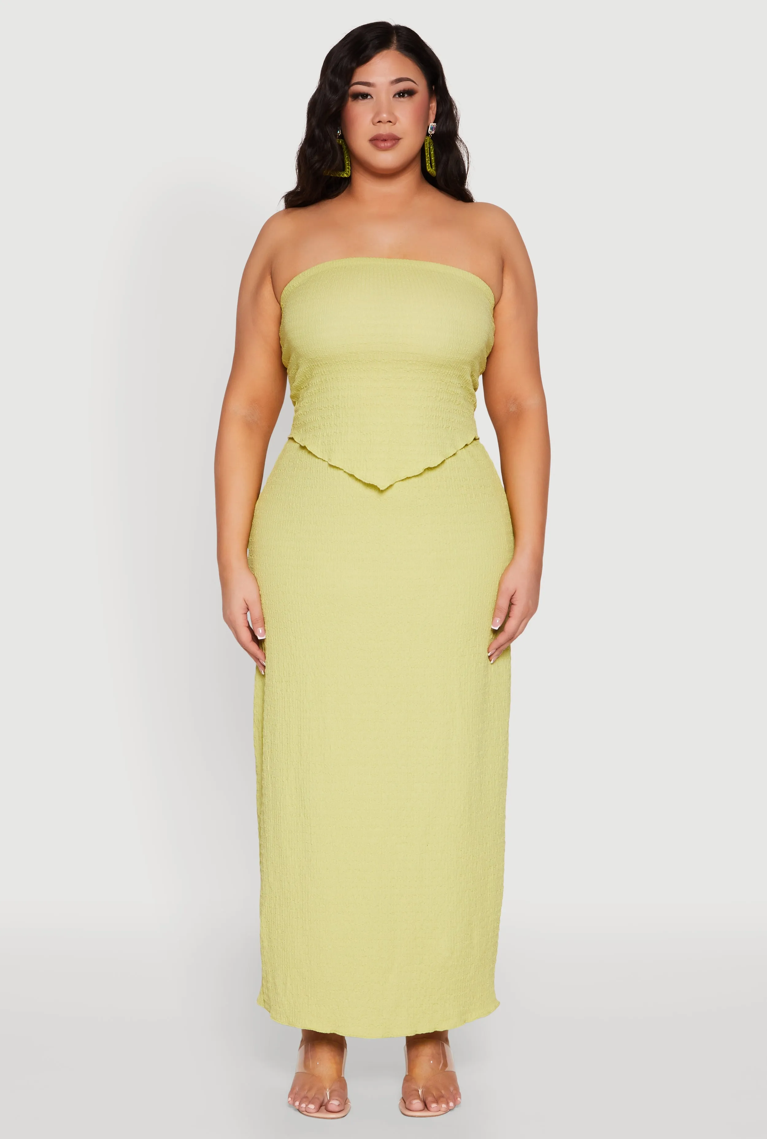 Plus Size Textured Knit High Waist Maxi Skirt sold by Rainbow