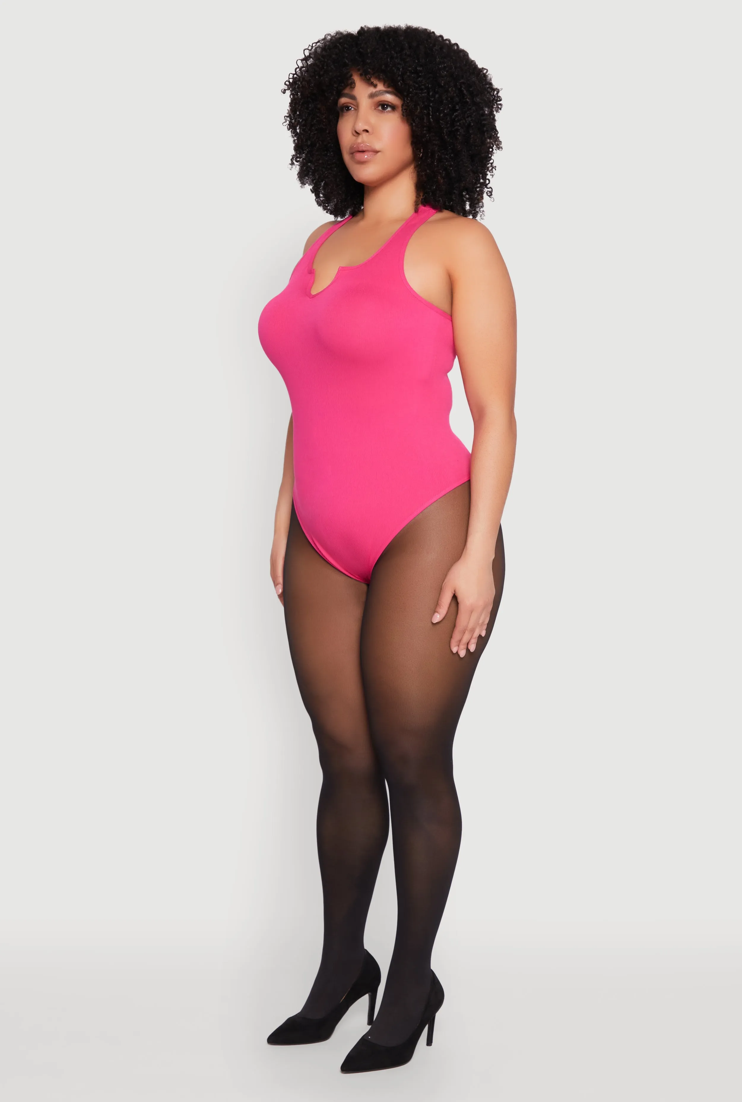 Plus Size Ribbed Notch Neck Tank Bodysuit sold by Rainbow product image thumbnail 5