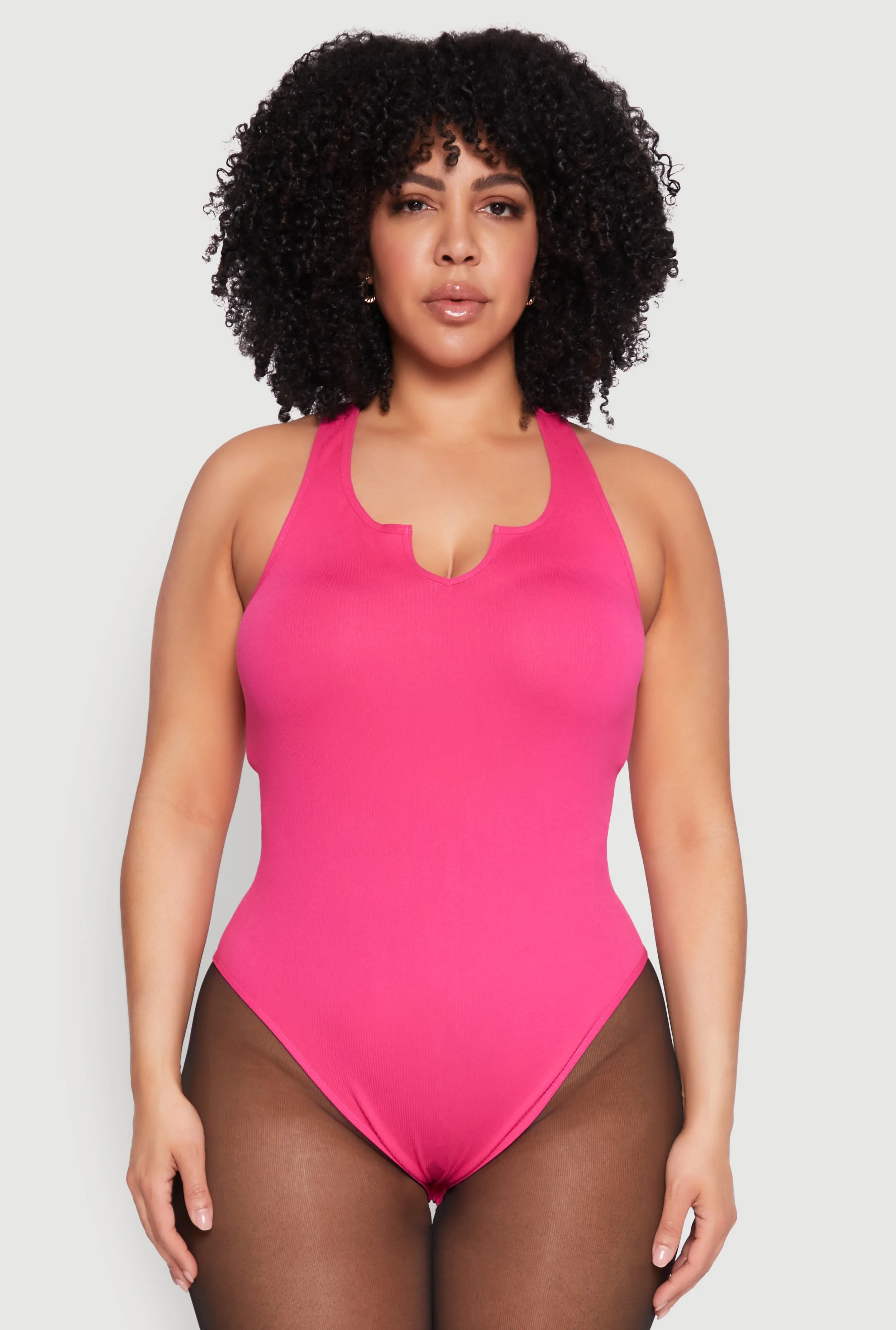 Plus Size Ribbed Notch Neck Tank Bodysuit sold by Rainbow product image thumbnail 2