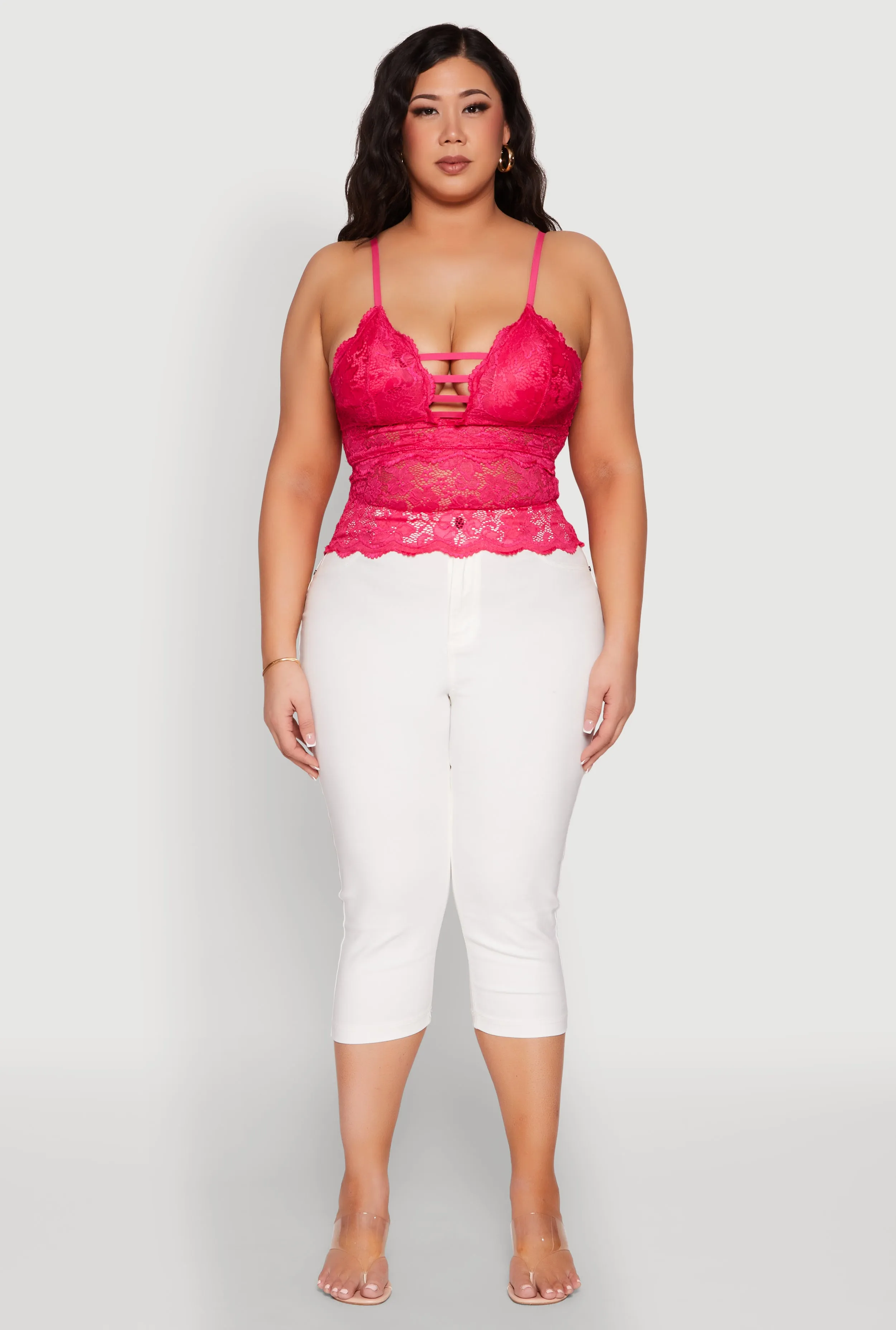 Plus Size Floral Lace Caged Front Cami sold by Rainbow product image thumbnail 3