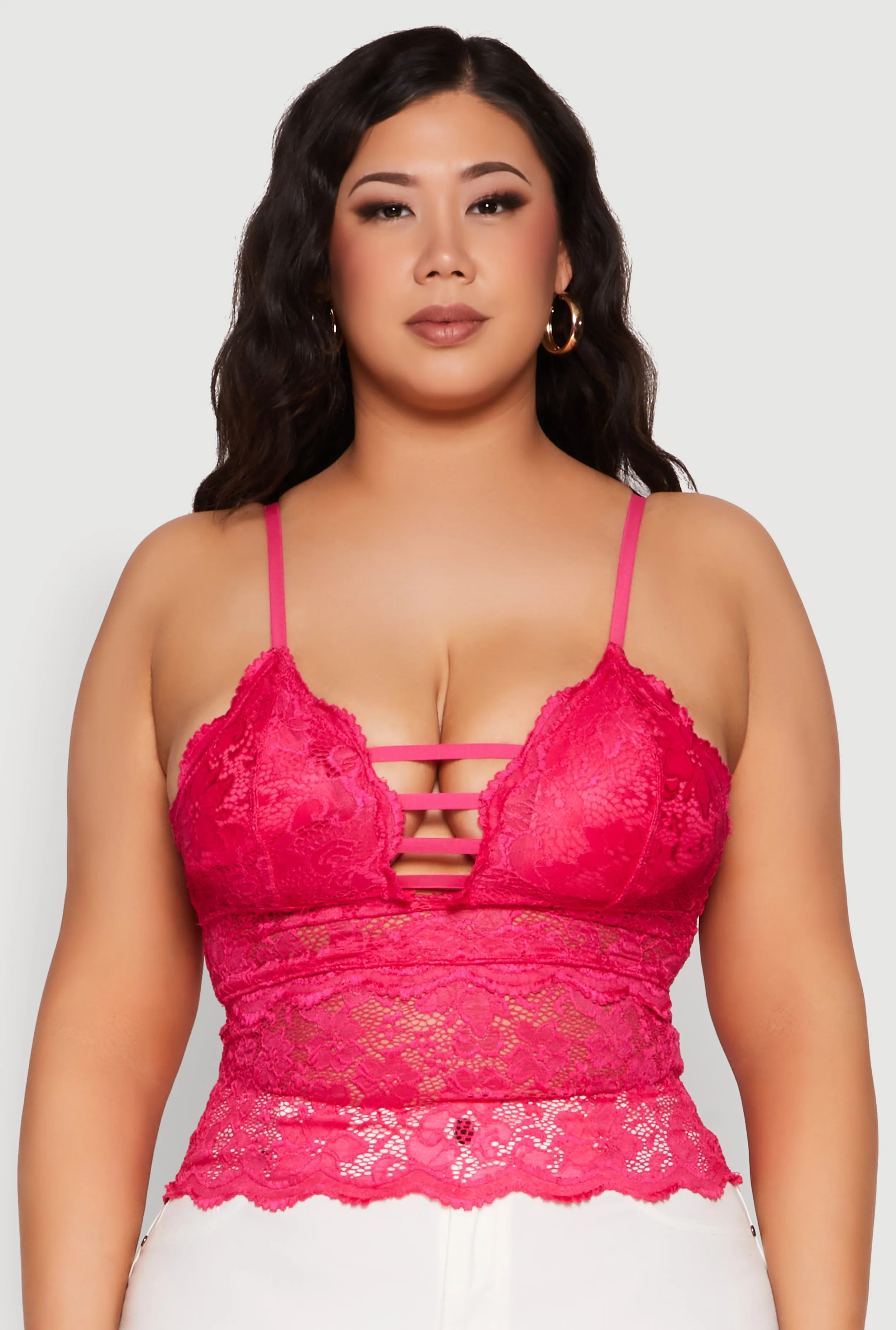 Plus Size Floral Lace Caged Front Cami sold by Rainbow product image thumbnail 2
