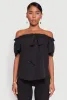 Tiered Sleeve Tie Front Off the Shoulder Top sold by Rainbow