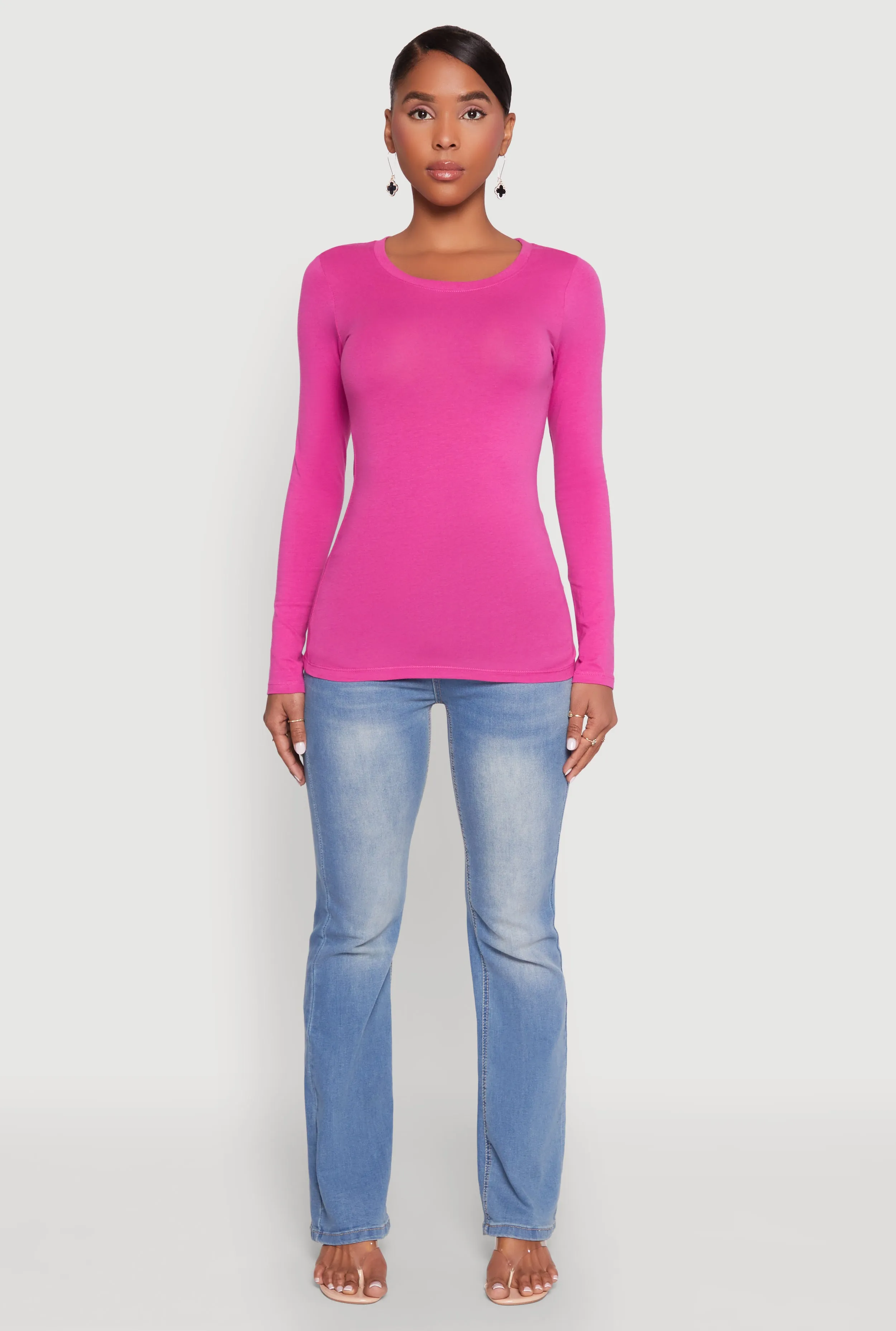 Basic Long Sleeve Crew Neck T Shirt sold by Rainbow product image thumbnail 3