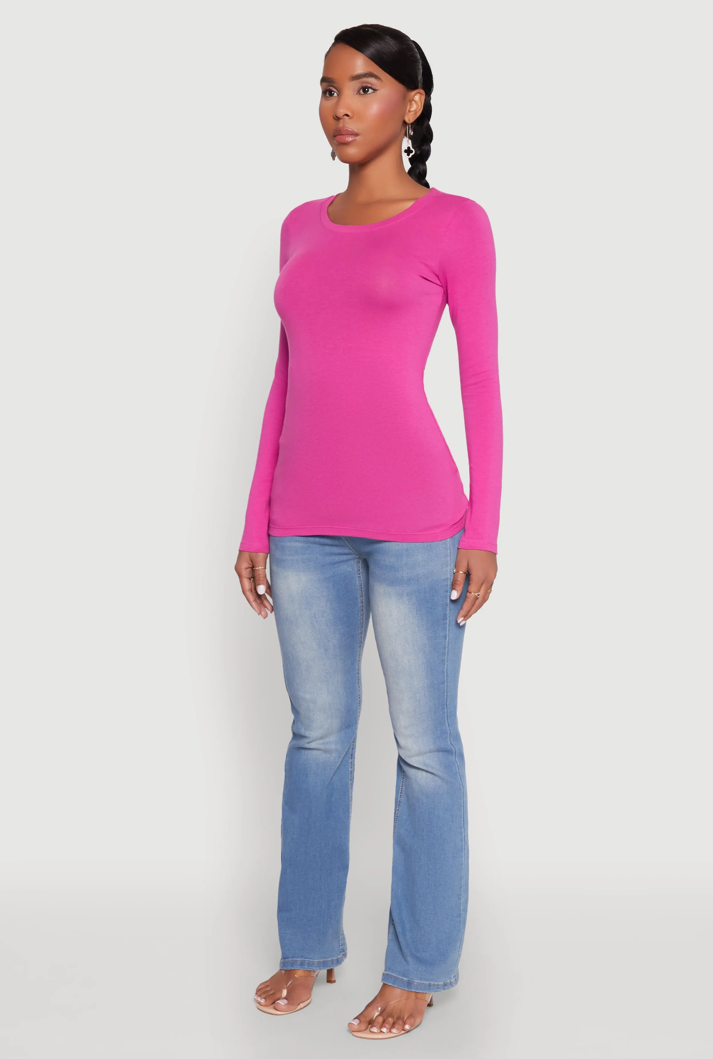 Basic Long Sleeve Crew Neck T Shirt sold by Rainbow product image thumbnail 5