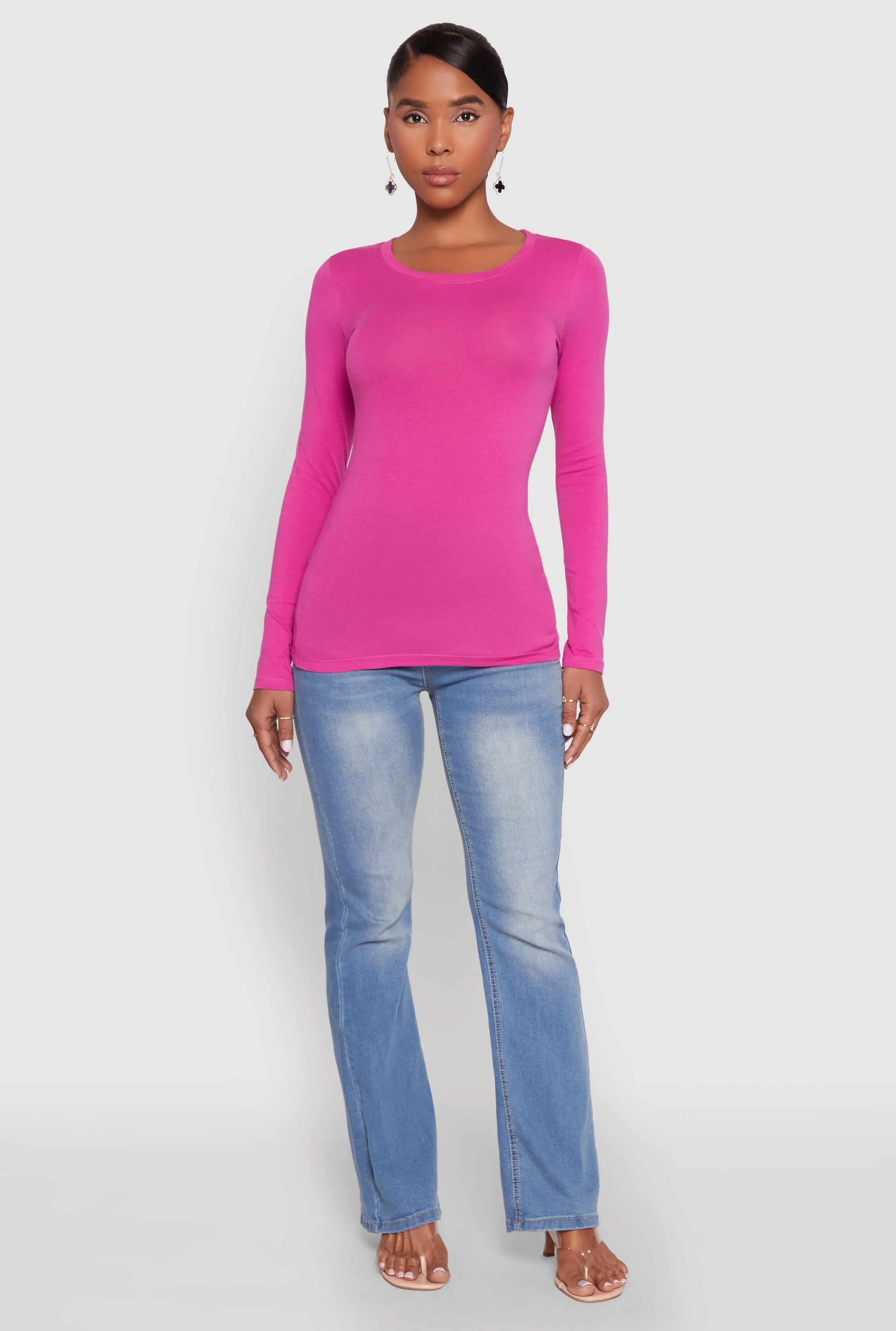 Basic Long Sleeve Crew Neck T Shirt sold by Rainbow