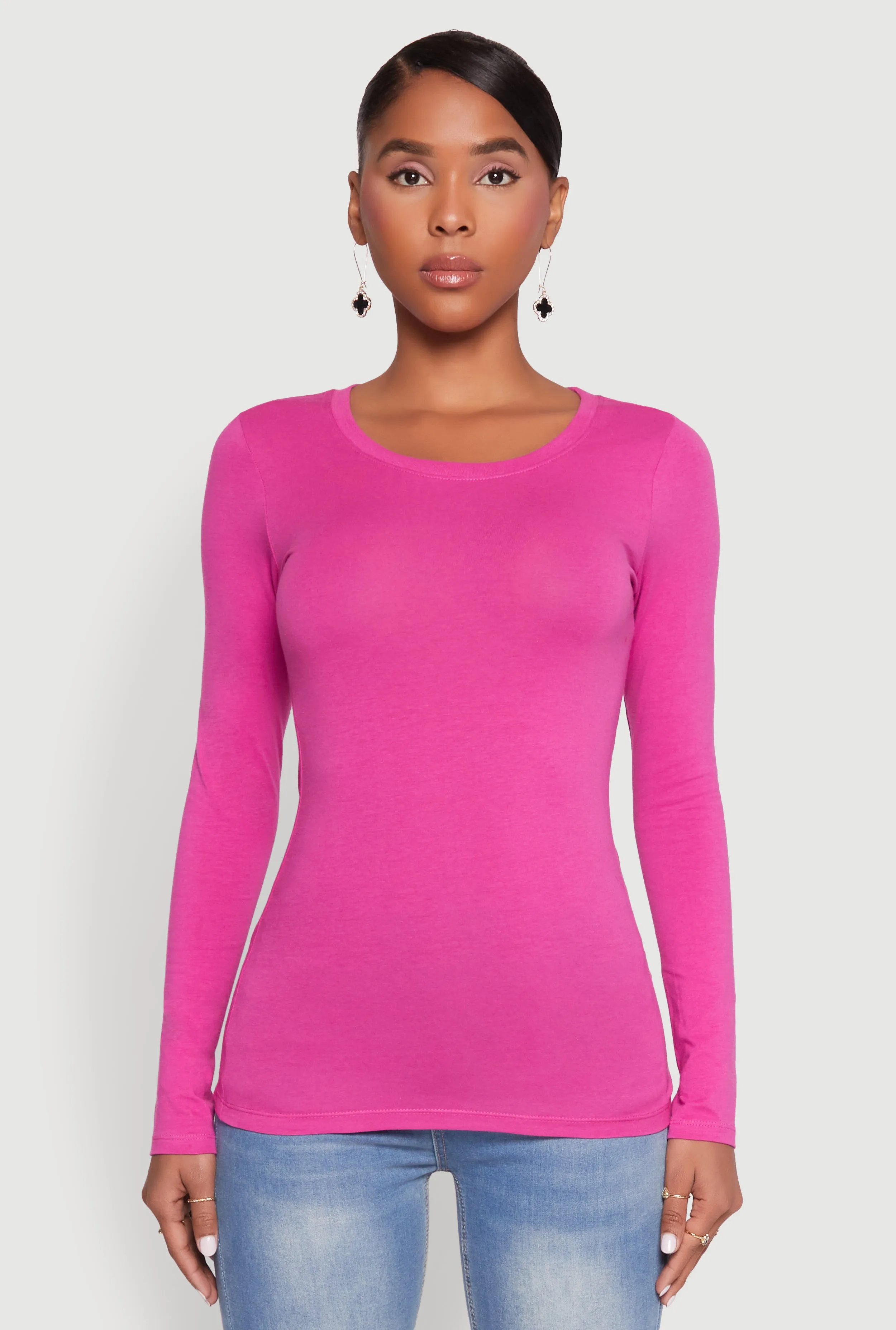 Basic Long Sleeve Crew Neck T Shirt sold by Rainbow product image thumbnail 2
