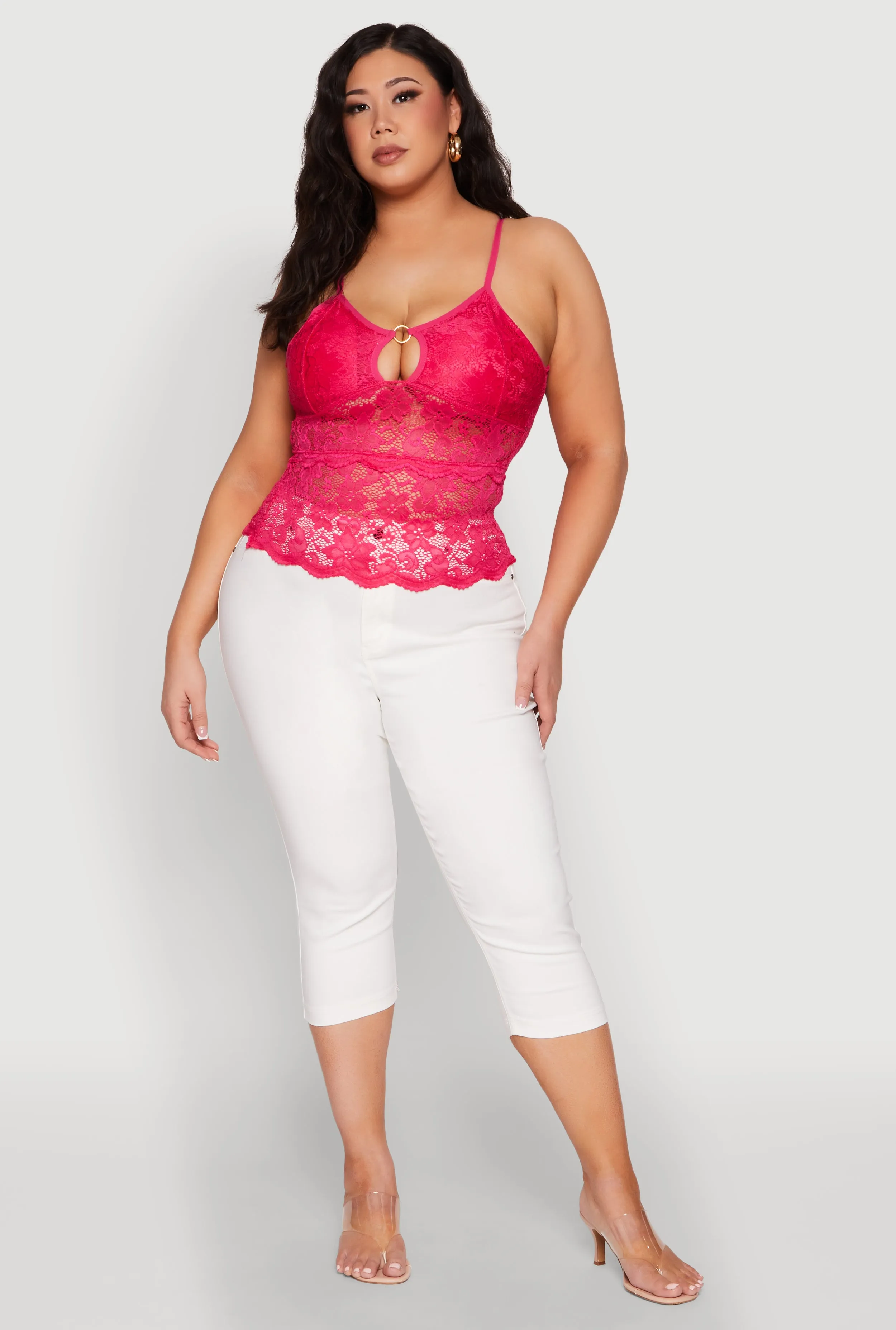 Plus Size Floral Lace Keyhole Cami sold by Rainbow product image thumbnail 3