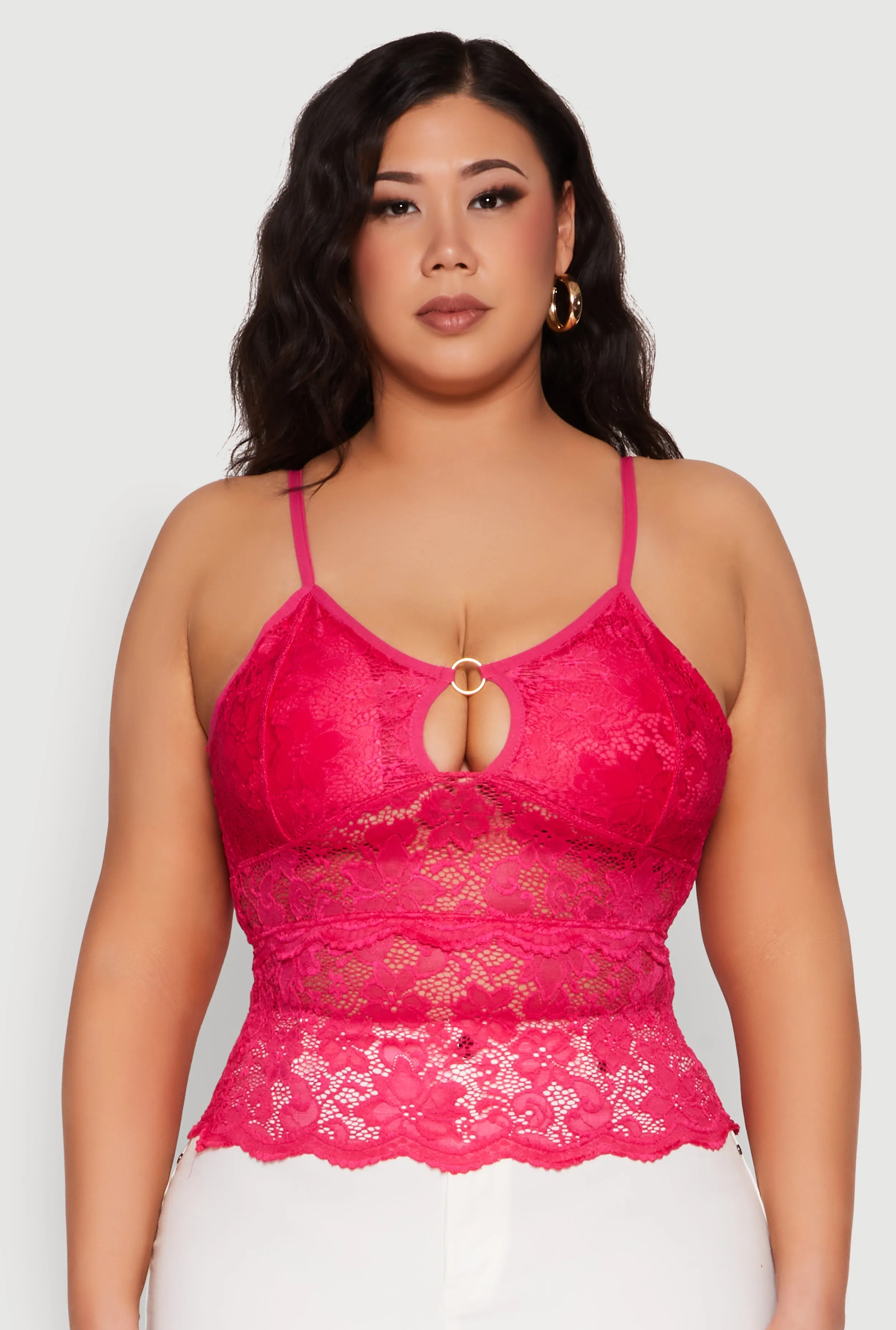 Plus Size Floral Lace Keyhole Cami sold by Rainbow product image thumbnail 2