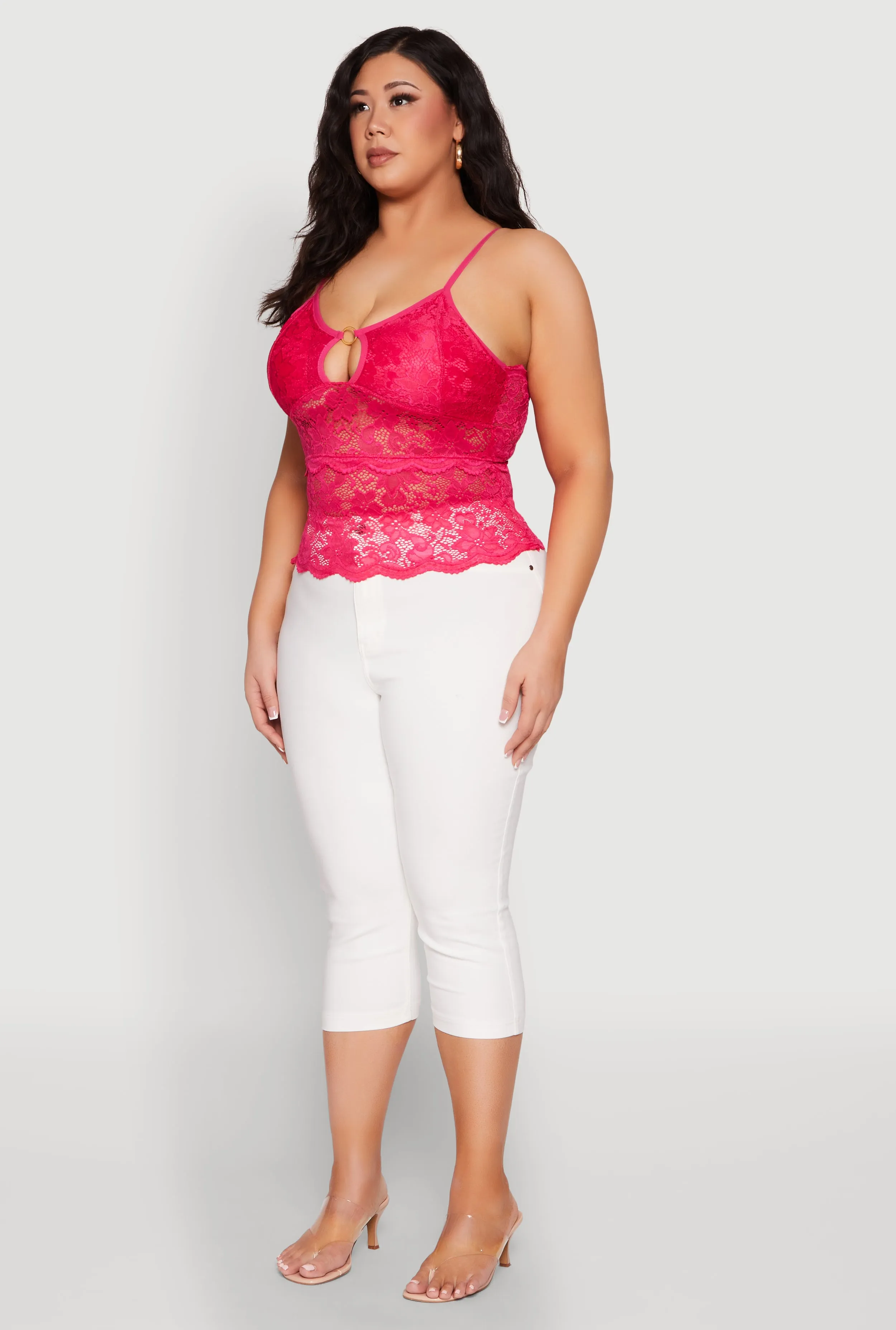 Plus Size Floral Lace Keyhole Cami sold by Rainbow product image thumbnail 5