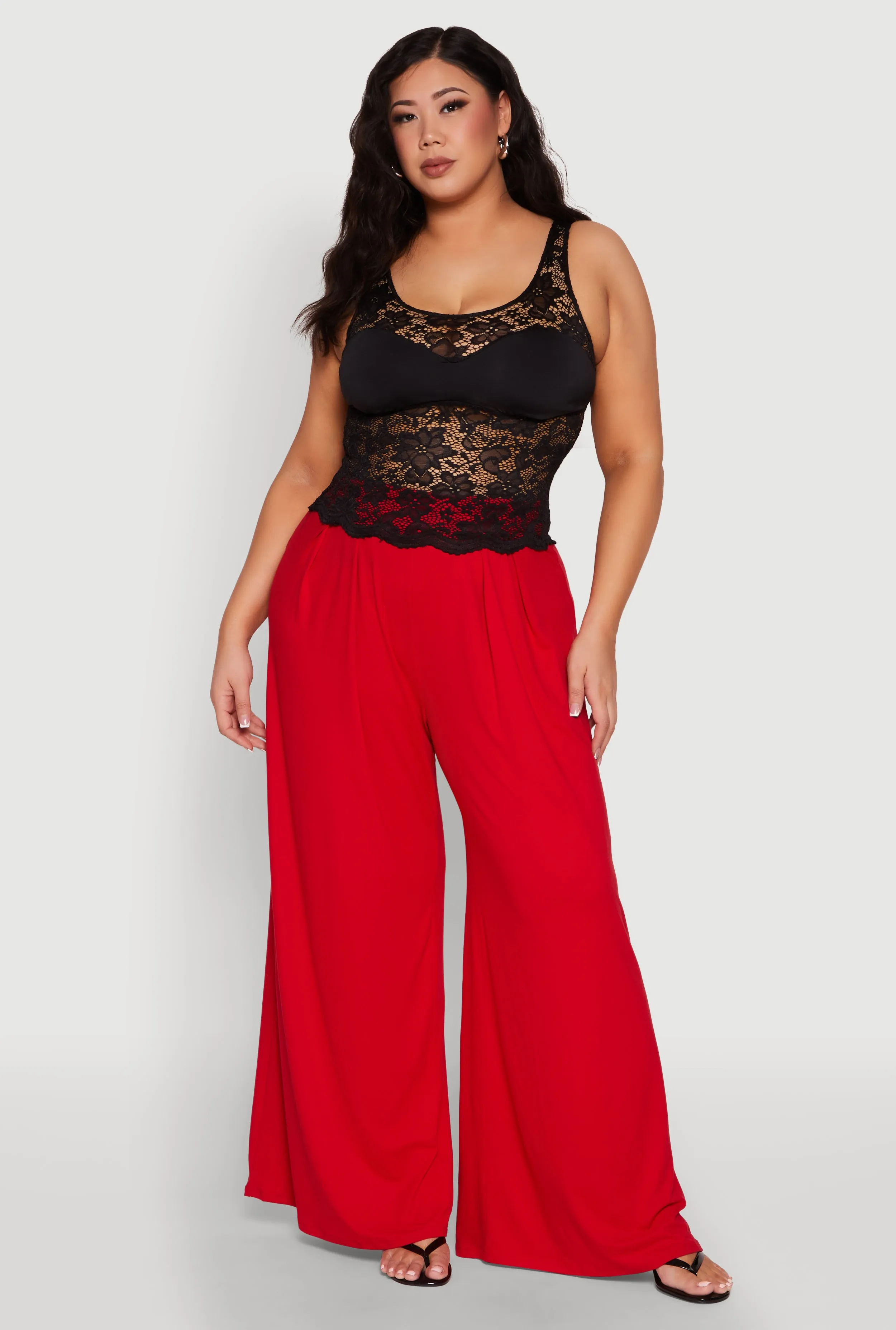 Plus Size Floral Lace Scoop Neck Tank Top sold by Rainbow