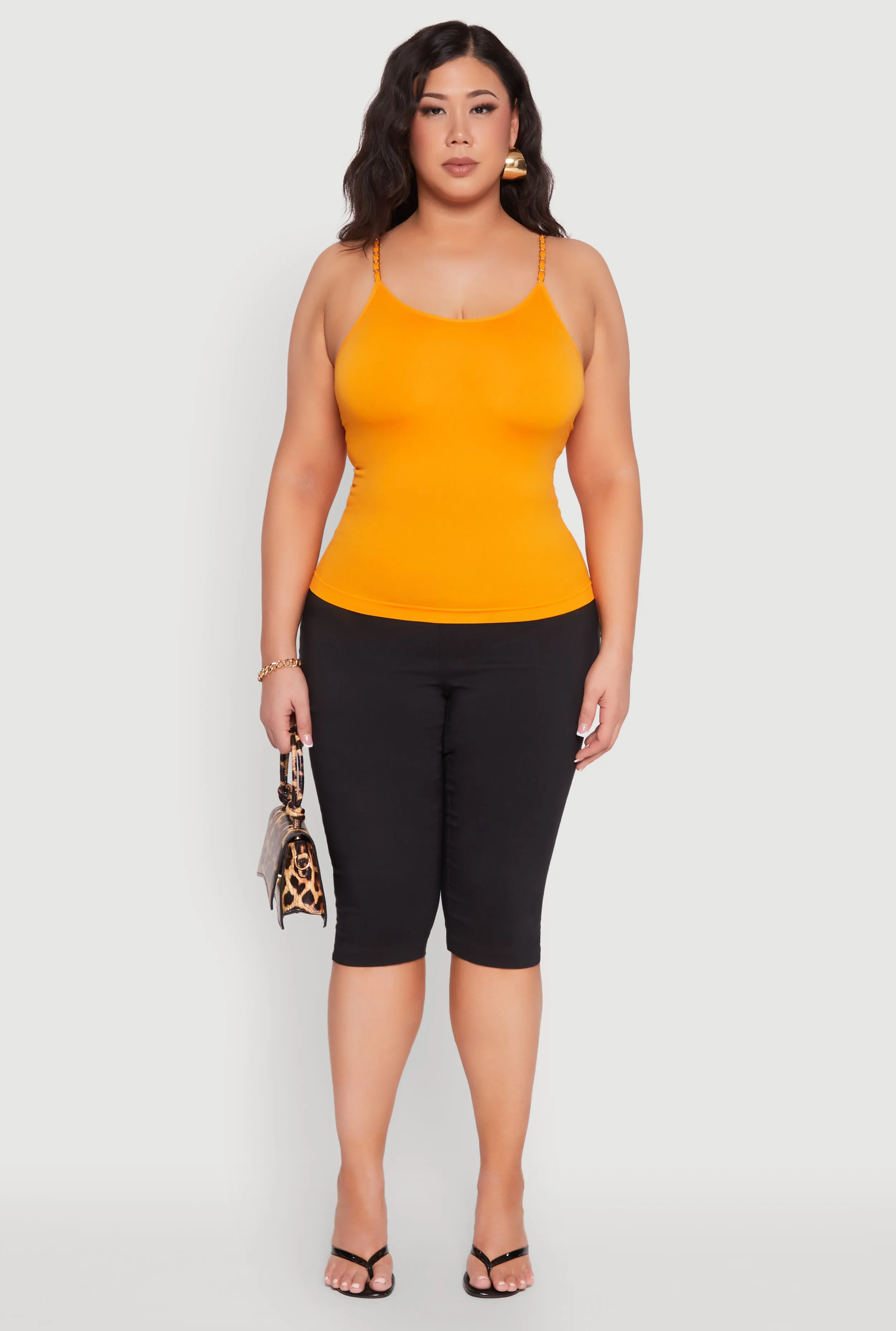 Plus Size Seamless Metallic Chain Strap Cami sold by Rainbow product image thumbnail 3