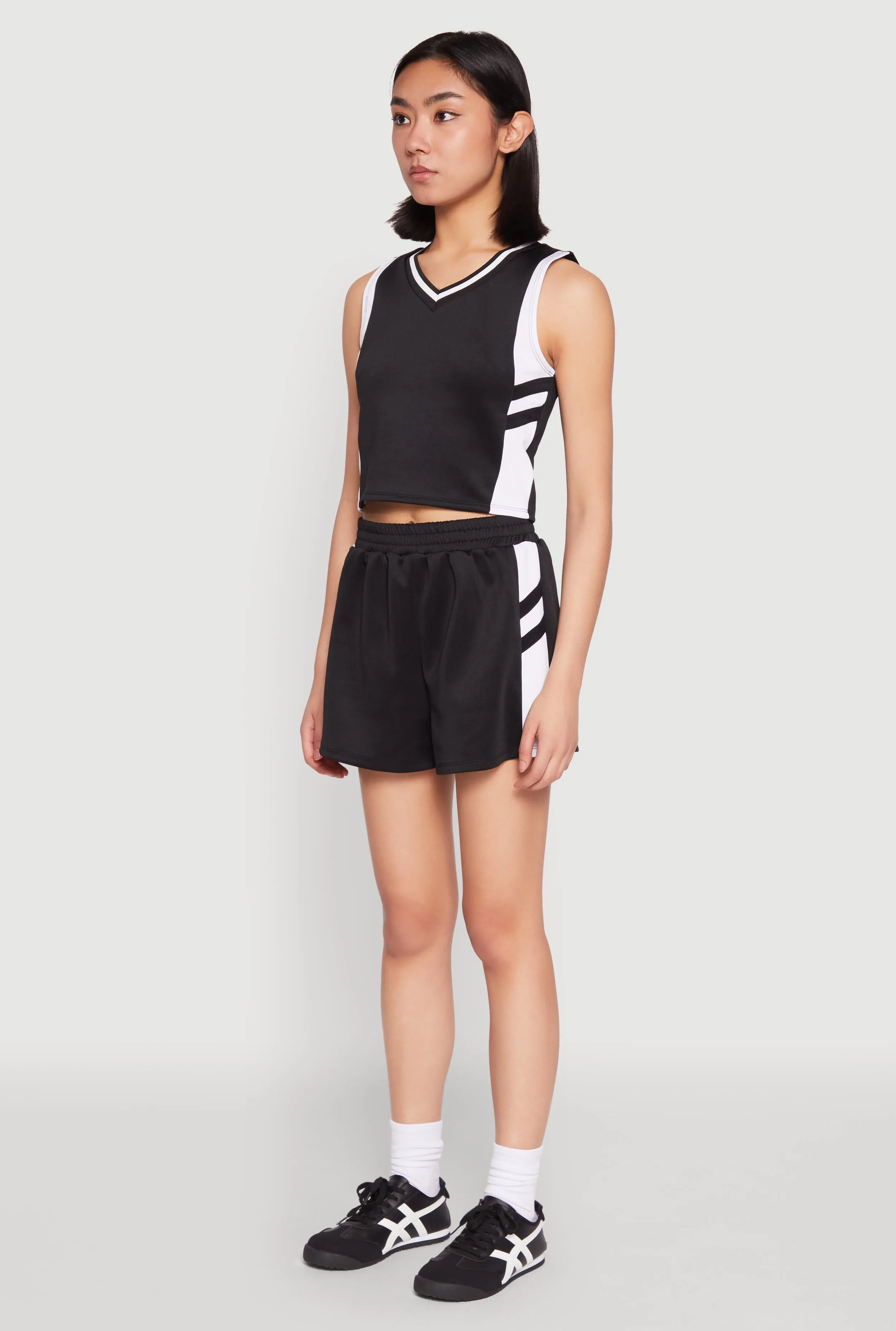 Varsity Stripe Contrast Trim Cropped Tank Top sold by Rainbow product image thumbnail 5