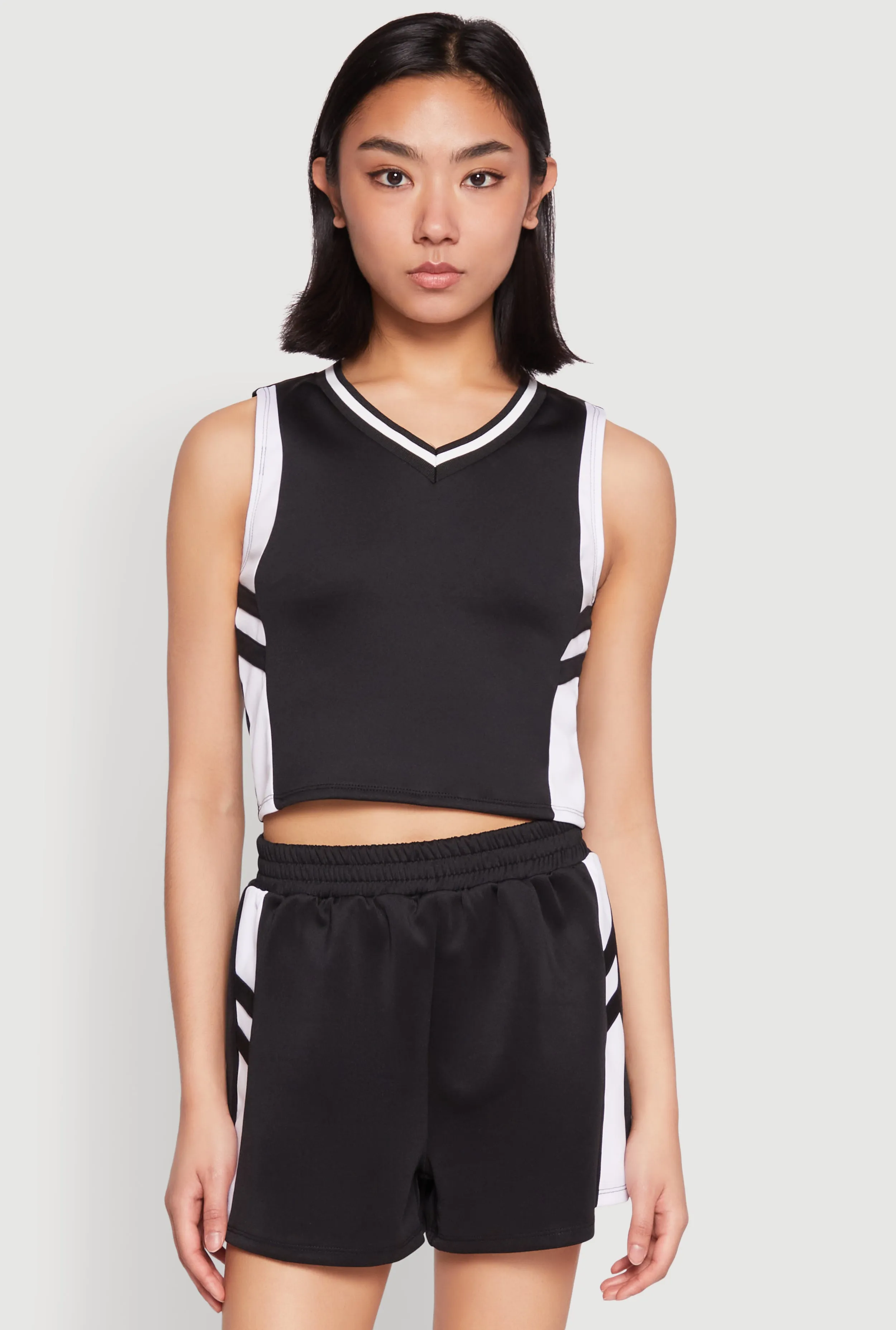 Varsity Stripe Contrast Trim Cropped Tank Top sold by Rainbow
