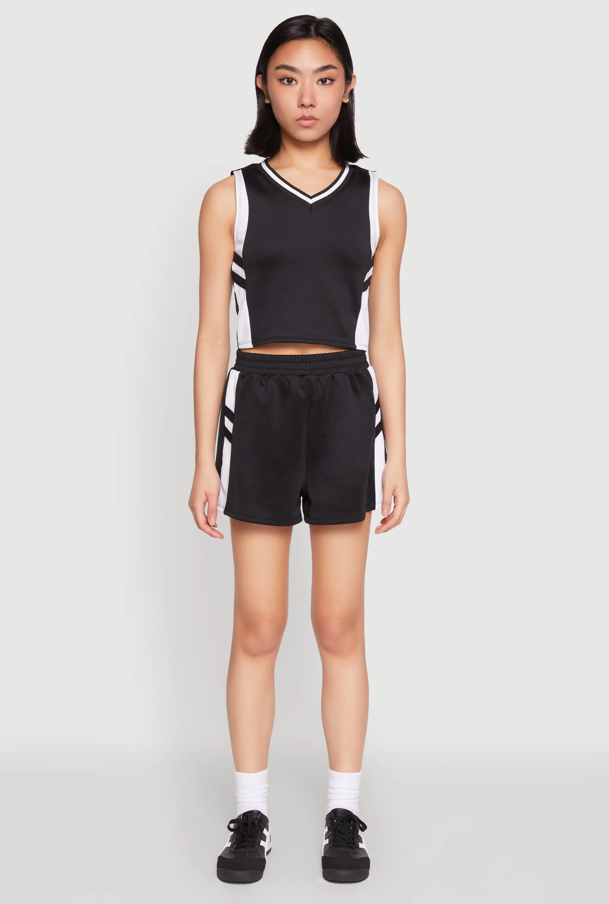 Varsity Stripe Contrast Trim Cropped Tank Top sold by Rainbow product image thumbnail 3