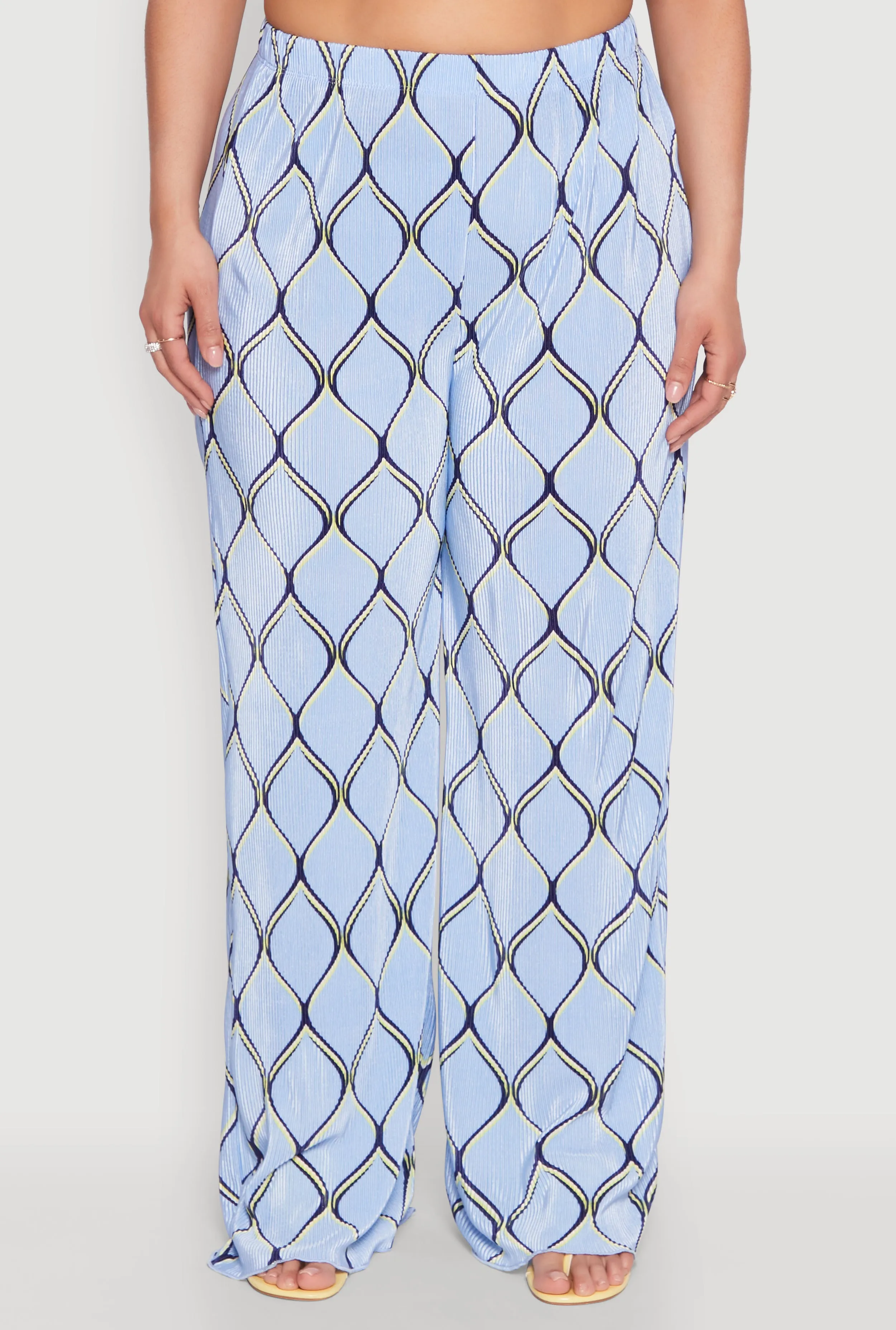 Plus Size Almost Famous Printed Plisse Wide Leg Pants sold by Rainbow product image thumbnail 3