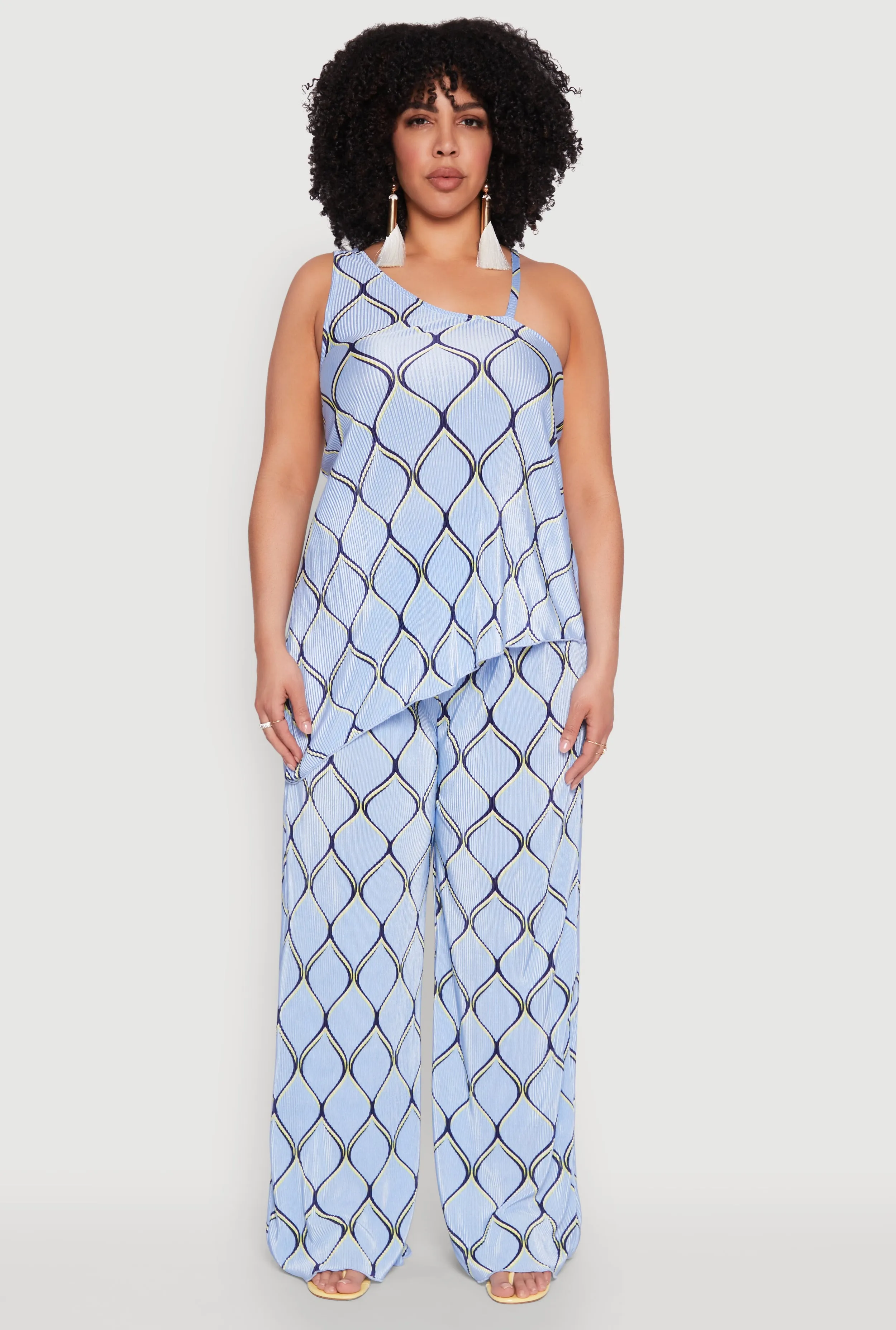 Plus Size Almost Famous Printed Plisse Wide Leg Pants sold by Rainbow product image thumbnail 2