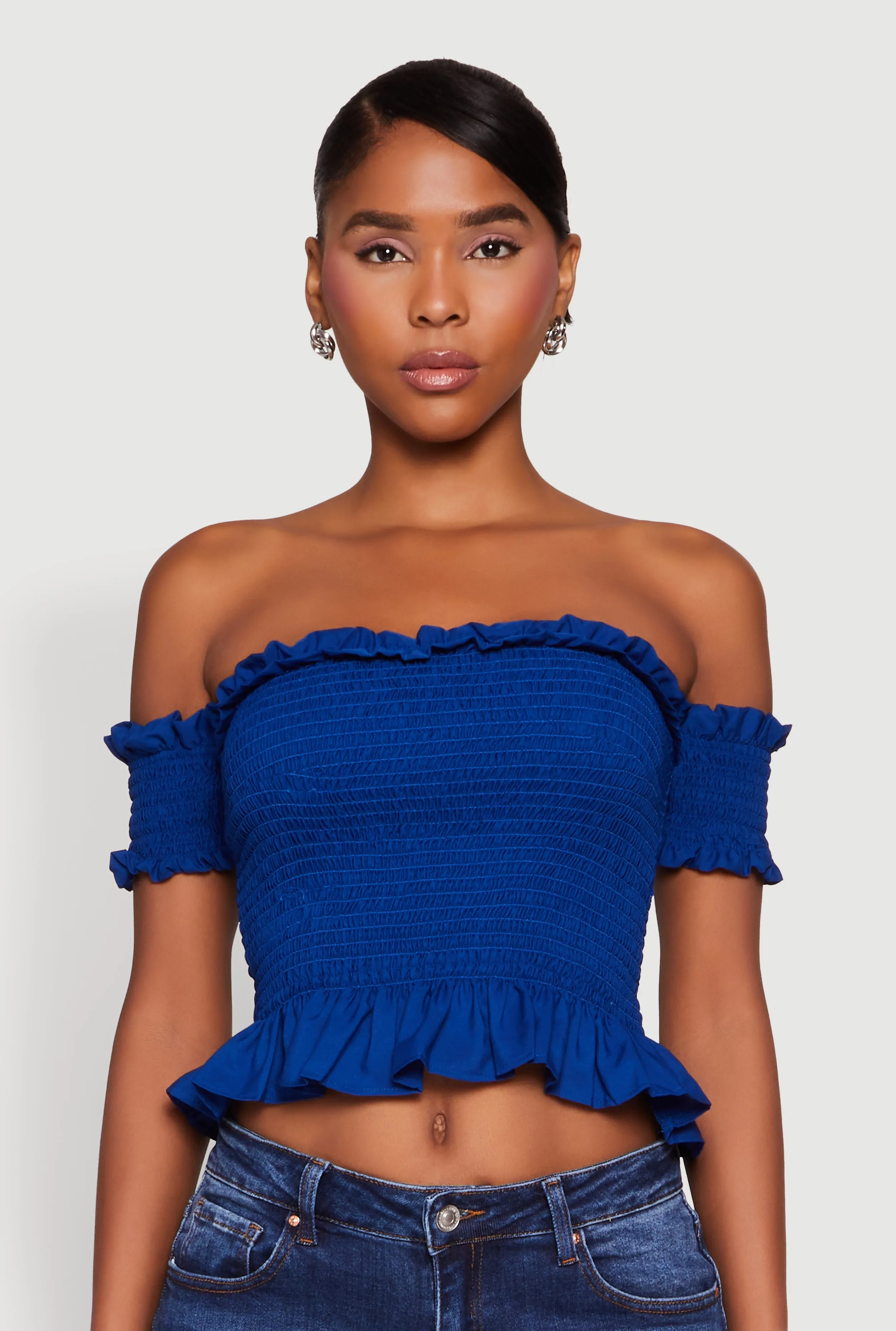 Smocked Off the Shoulder Crop Top sold by Rainbow product image thumbnail 2