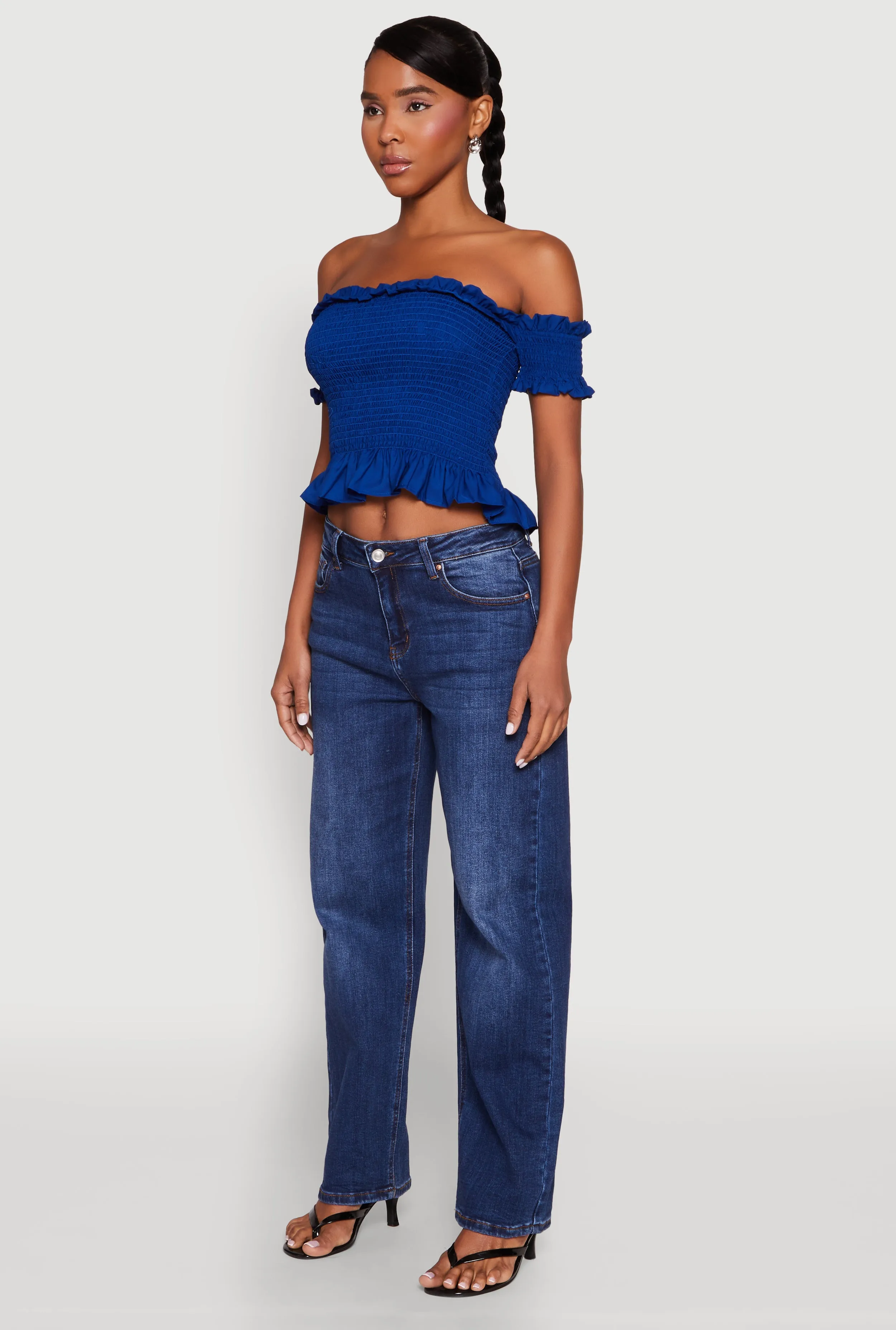 Smocked Off the Shoulder Crop Top sold by Rainbow product image thumbnail 5