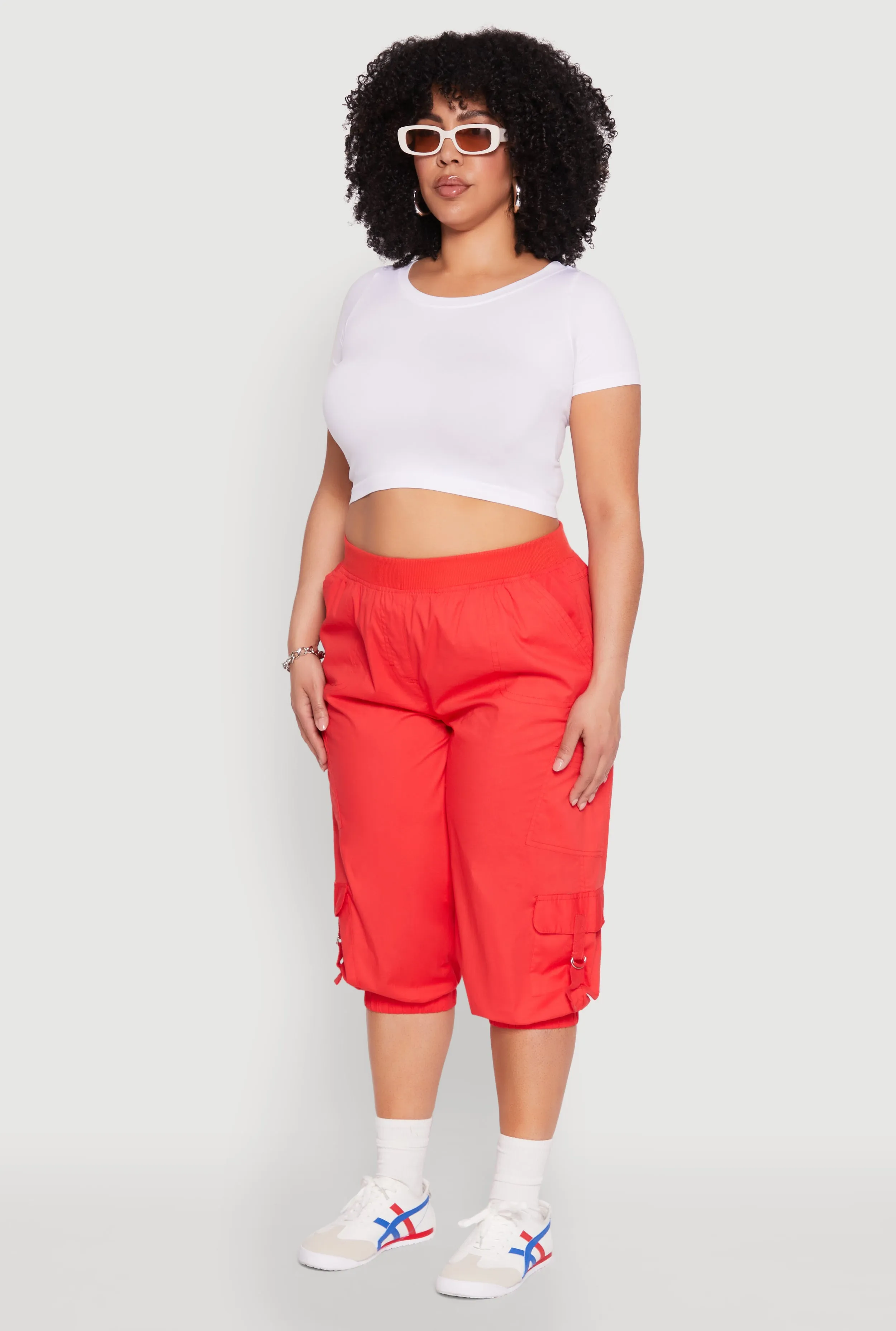 Plus Size Poplin D Ring Cargo Pocket Capri Pants sold by Rainbow product image thumbnail 3