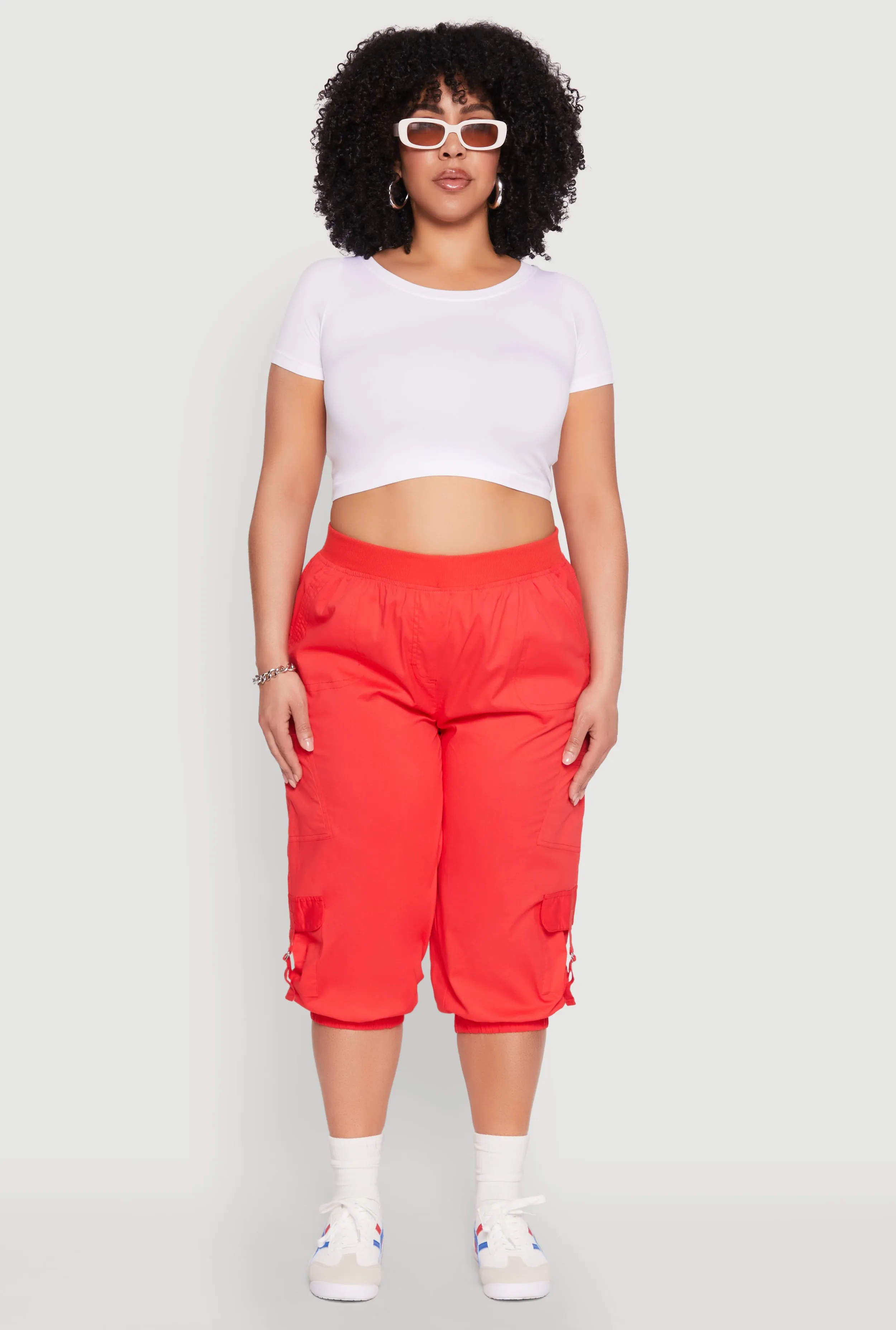Plus Size Poplin D Ring Cargo Pocket Capri Pants sold by Rainbow product image thumbnail 2