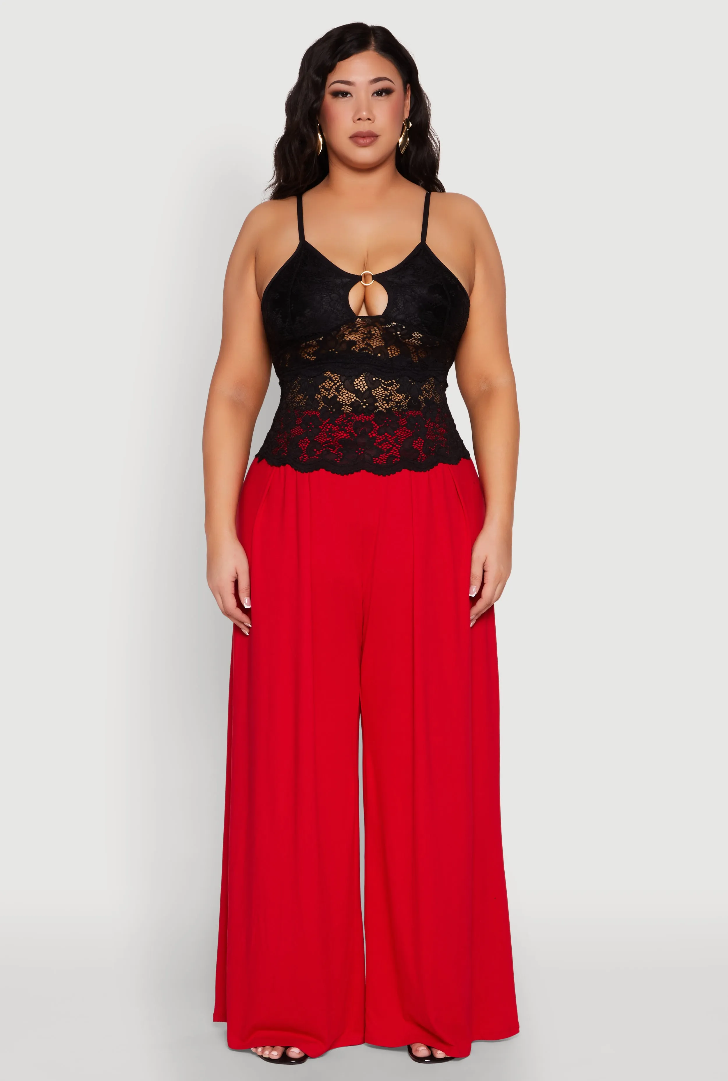 Plus Size Floral Lace Keyhole Cami sold by Rainbow