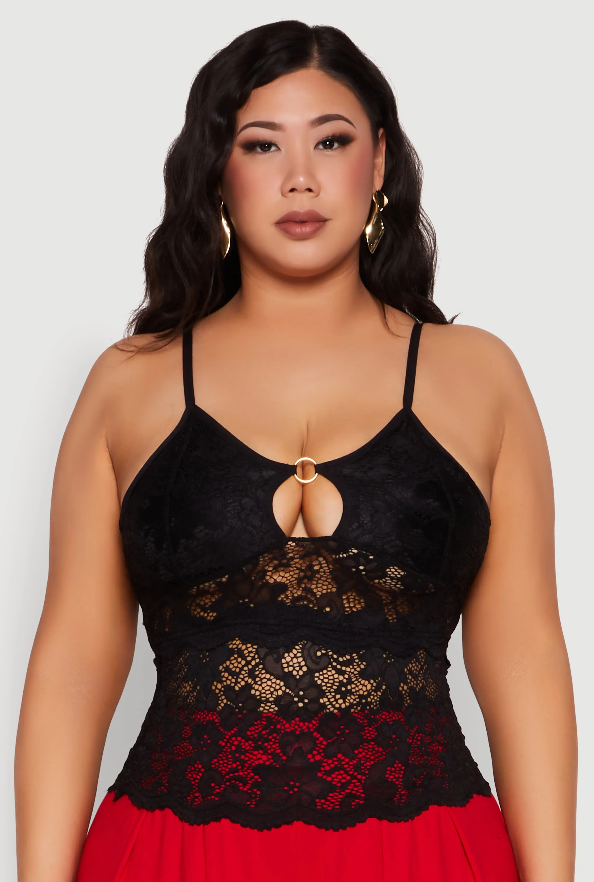 Plus Size Floral Lace Keyhole Cami sold by Rainbow product image thumbnail 2