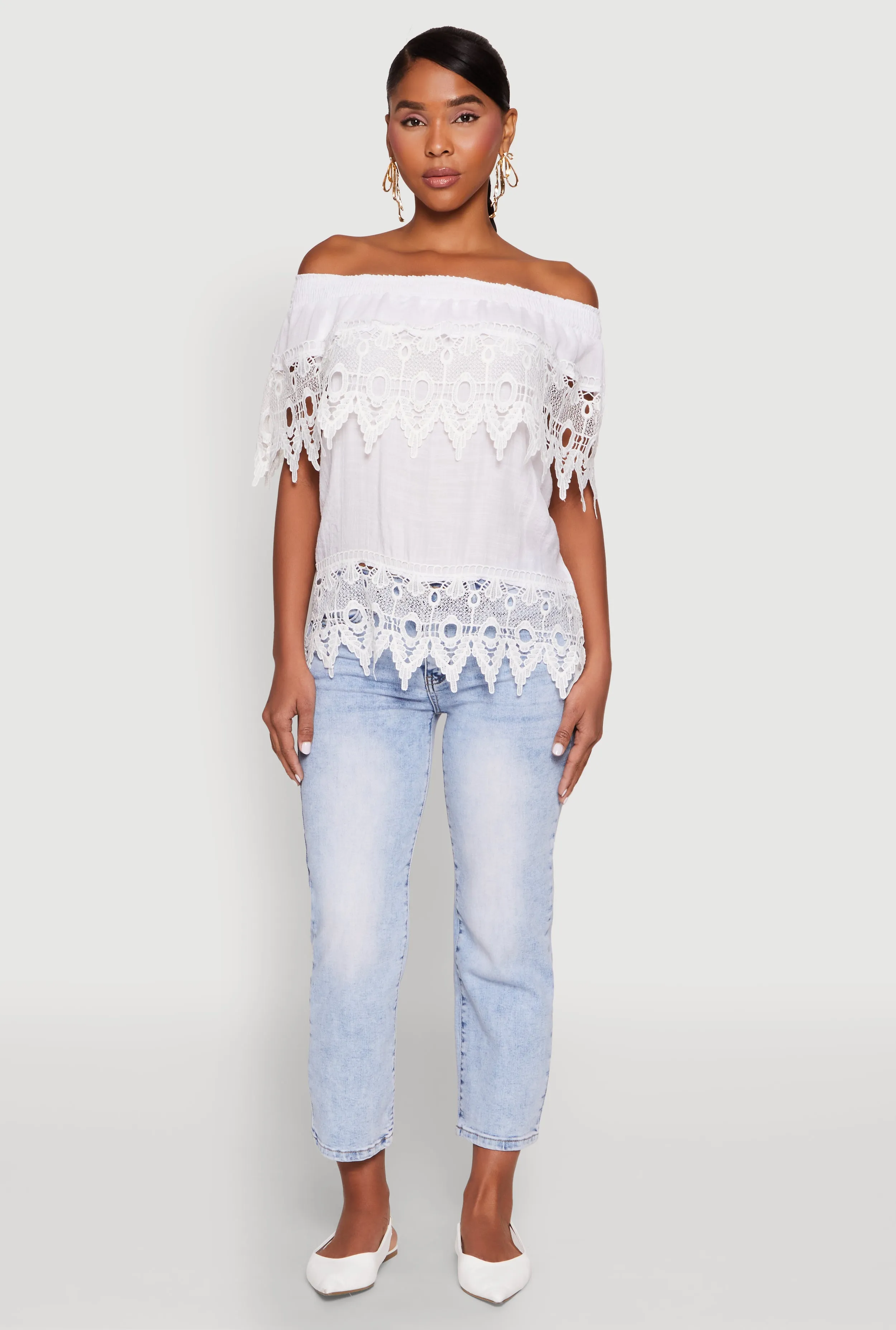 Lace Trim Off the Shoulder Blouse sold by Rainbow product image thumbnail 3