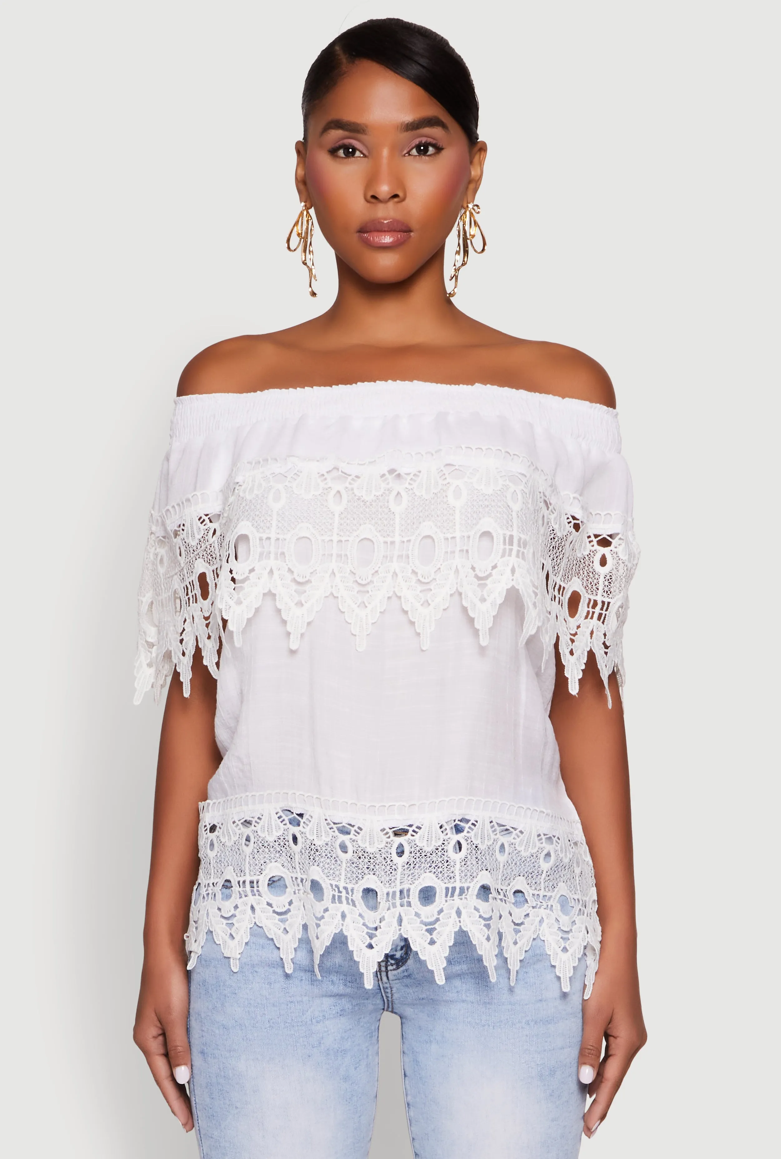 Lace Trim Off the Shoulder Blouse sold by Rainbow product image thumbnail 2