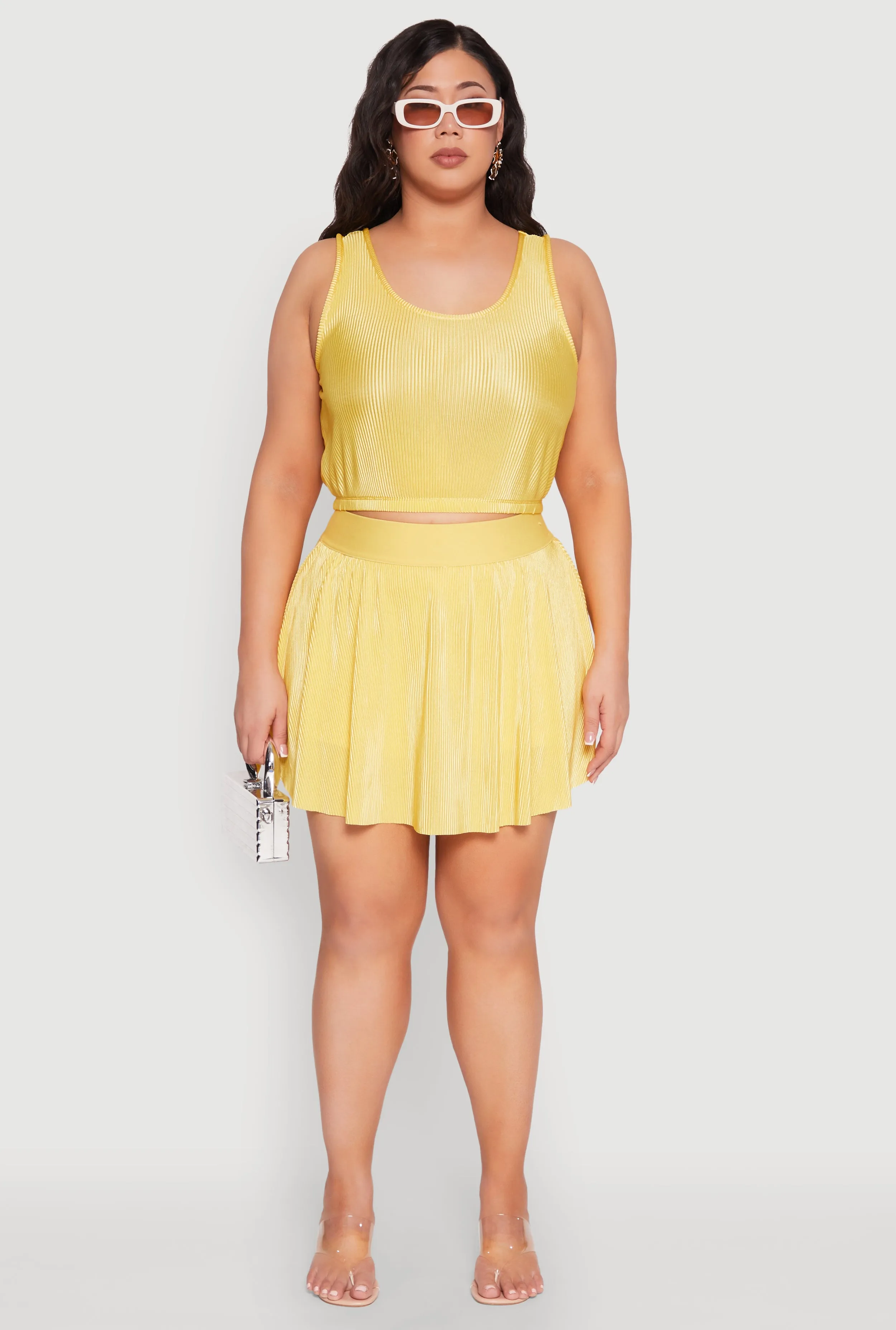 Plus Size Almost Famous Plisse Lined Skater Skirt sold by Rainbow product image thumbnail 2