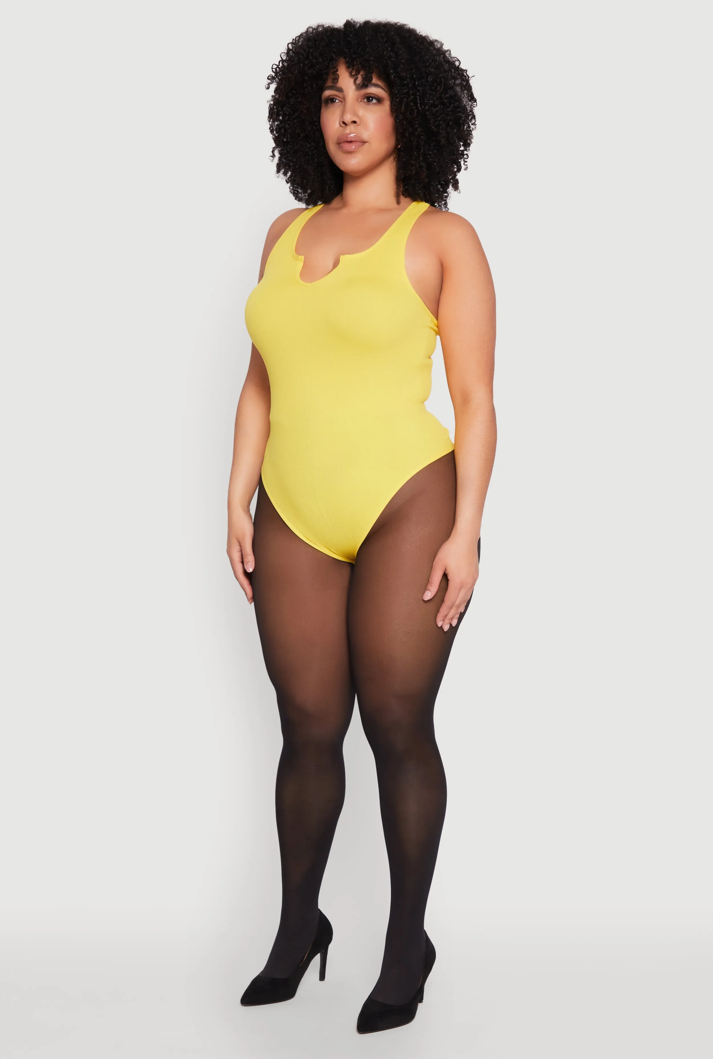 Plus Size Ribbed Notch Neck Tank Bodysuit sold by Rainbow product image thumbnail 5