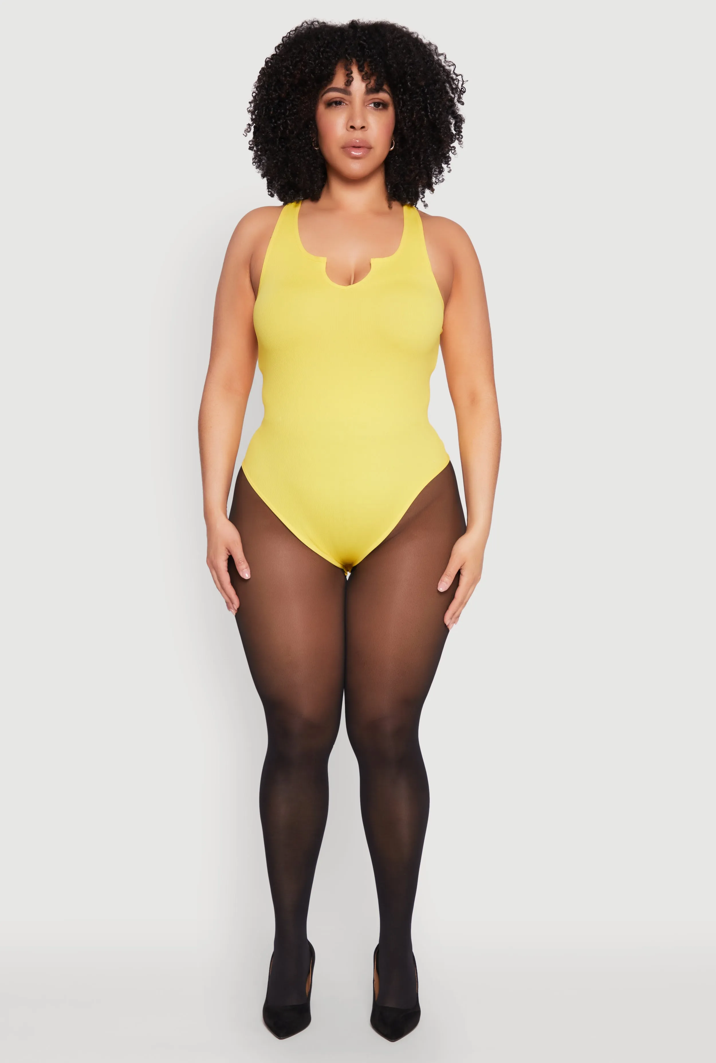 Plus Size Ribbed Notch Neck Tank Bodysuit sold by Rainbow product image thumbnail 3