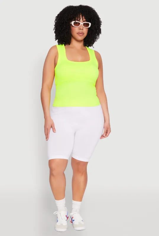 Plus Size Seamless Square Neck Tank Top sold by Rainbow