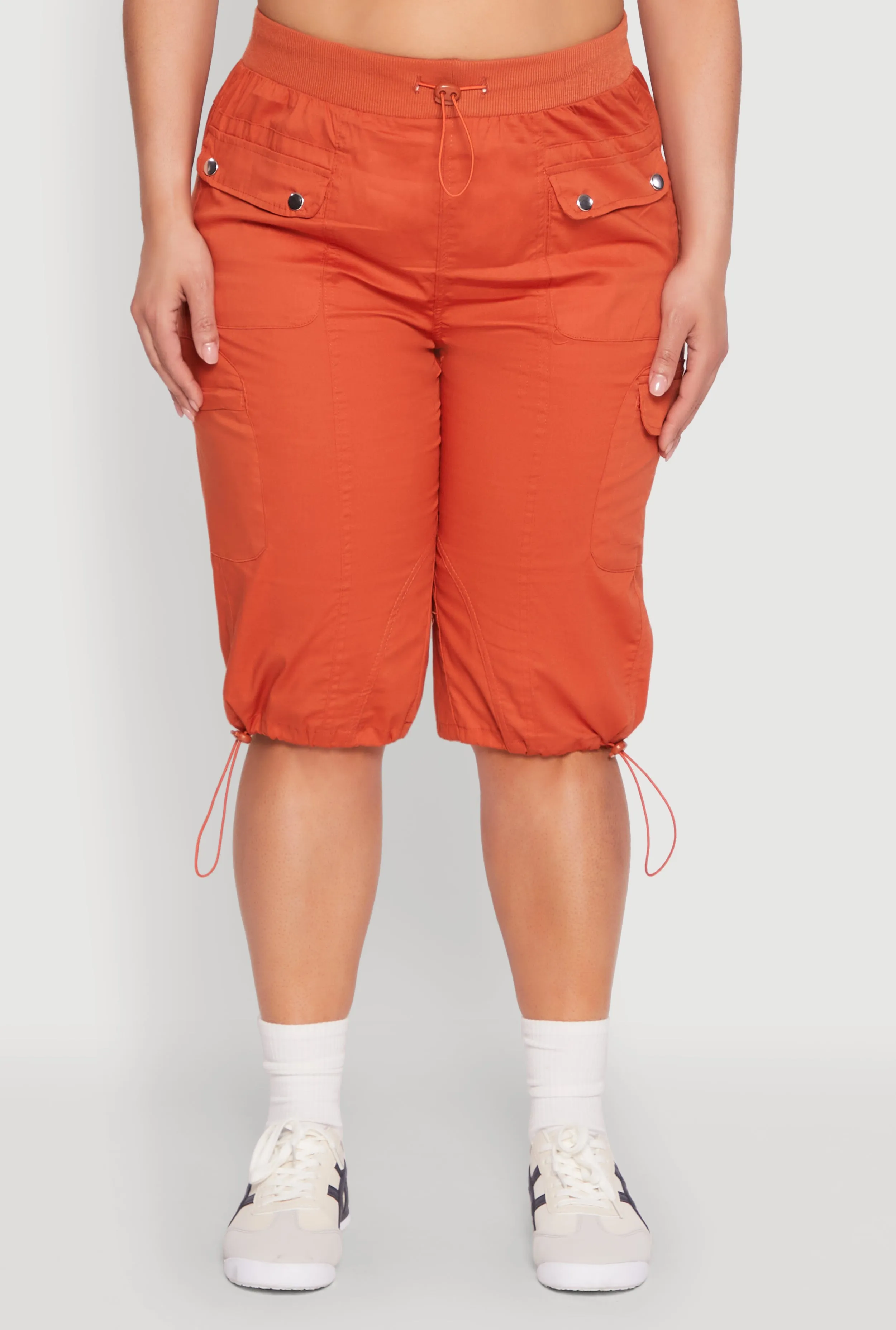 Plus Size Poplin Toggle Drawstring Cargo Capri Pants sold by Rainbow product image thumbnail 5