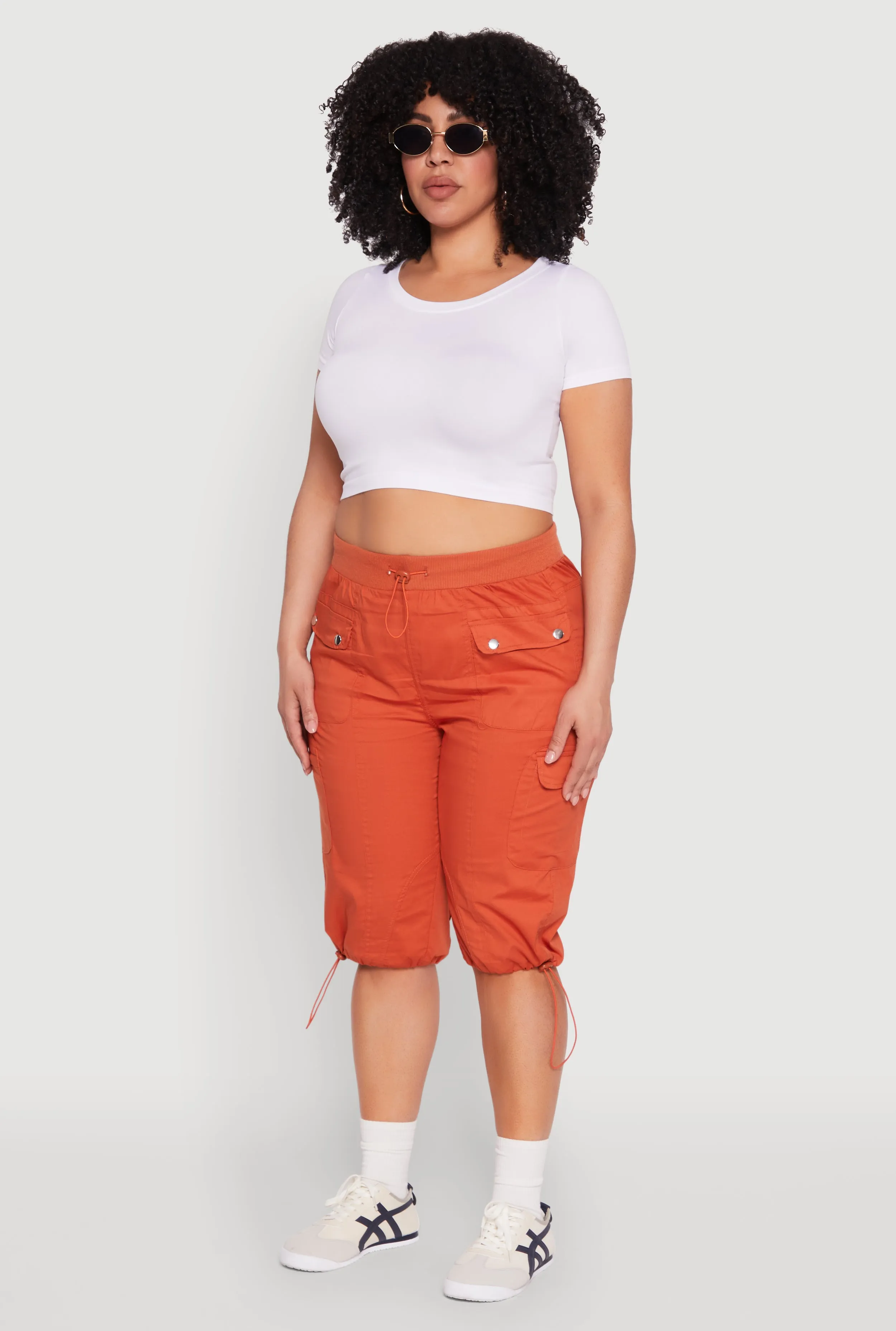 Plus Size Poplin Toggle Drawstring Cargo Capri Pants sold by Rainbow product image thumbnail 3
