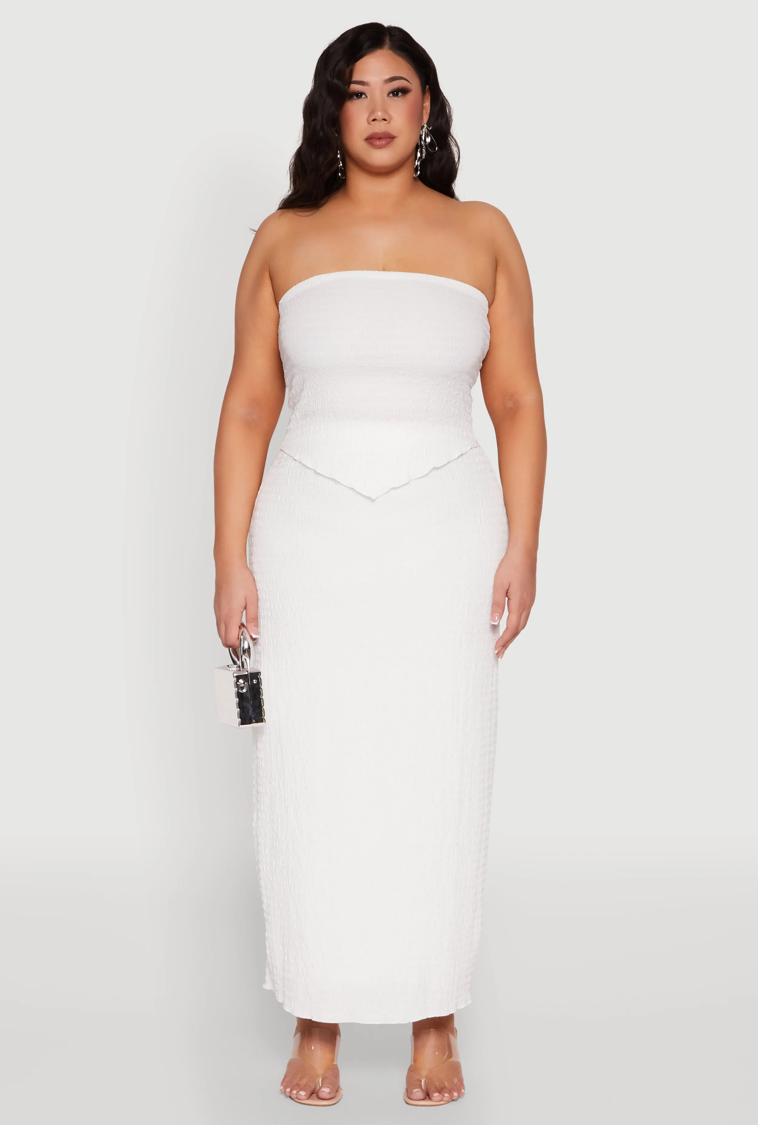 Plus Size Textured Knit High Waist Maxi Skirt sold by Rainbow