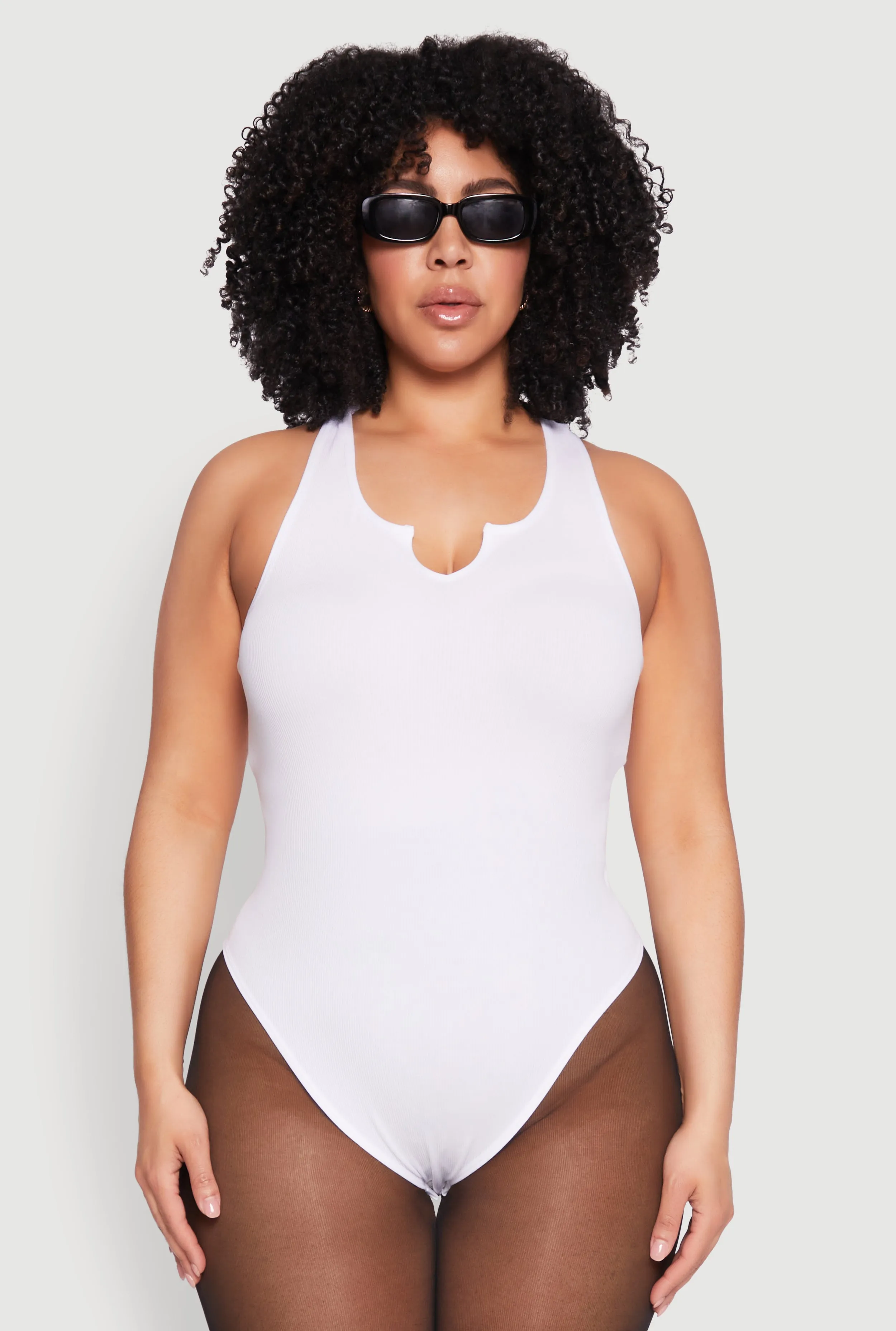 Plus Size Ribbed Notch Neck Tank Bodysuit sold by Rainbow product image thumbnail 2