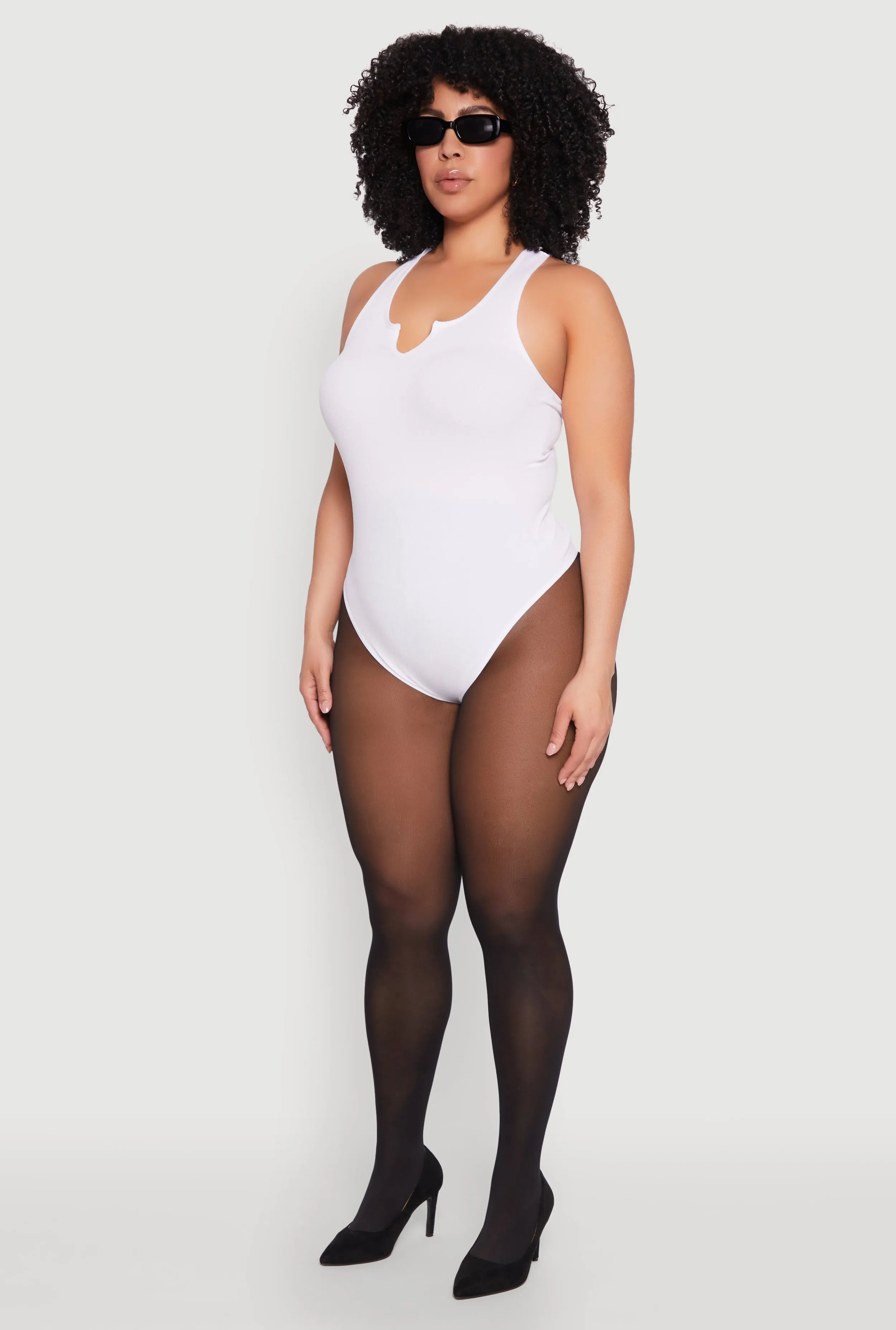 Plus Size Ribbed Notch Neck Tank Bodysuit sold by Rainbow product image thumbnail 5