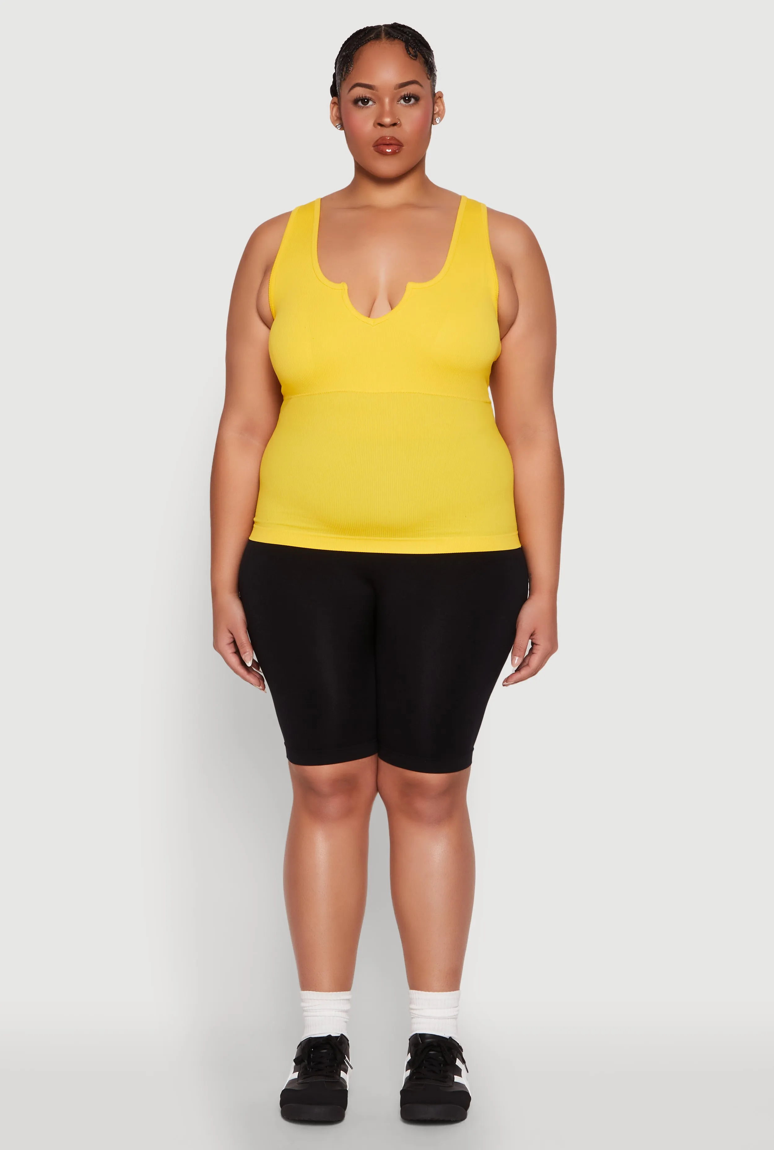 Plus Size Seamless Notch Neck Tank Top sold by Rainbow