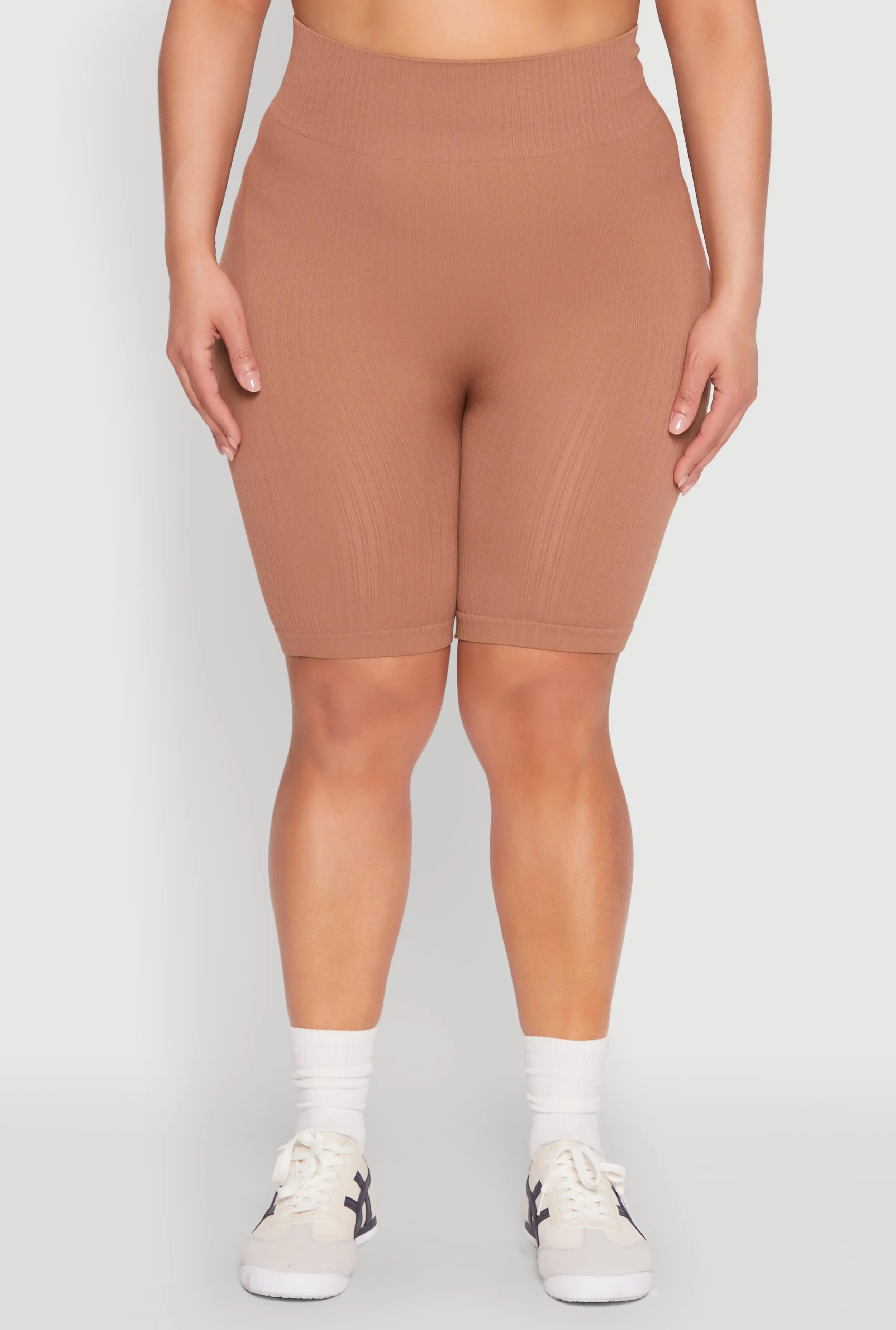 Plus Size Seamless Rib Knit Biker Shorts sold by Rainbow product image thumbnail 3