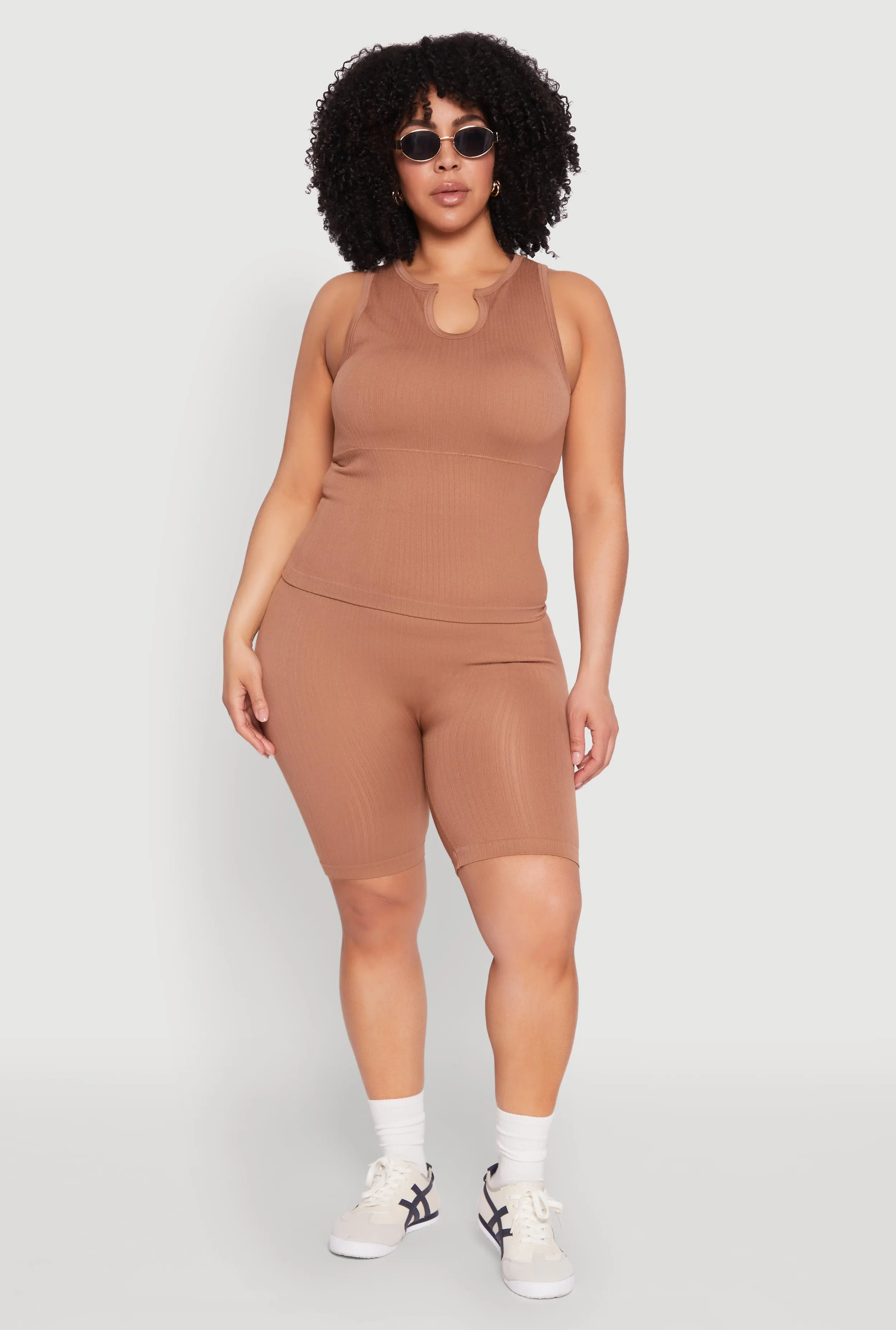 Plus Size Seamless Rib Knit Biker Shorts sold by Rainbow