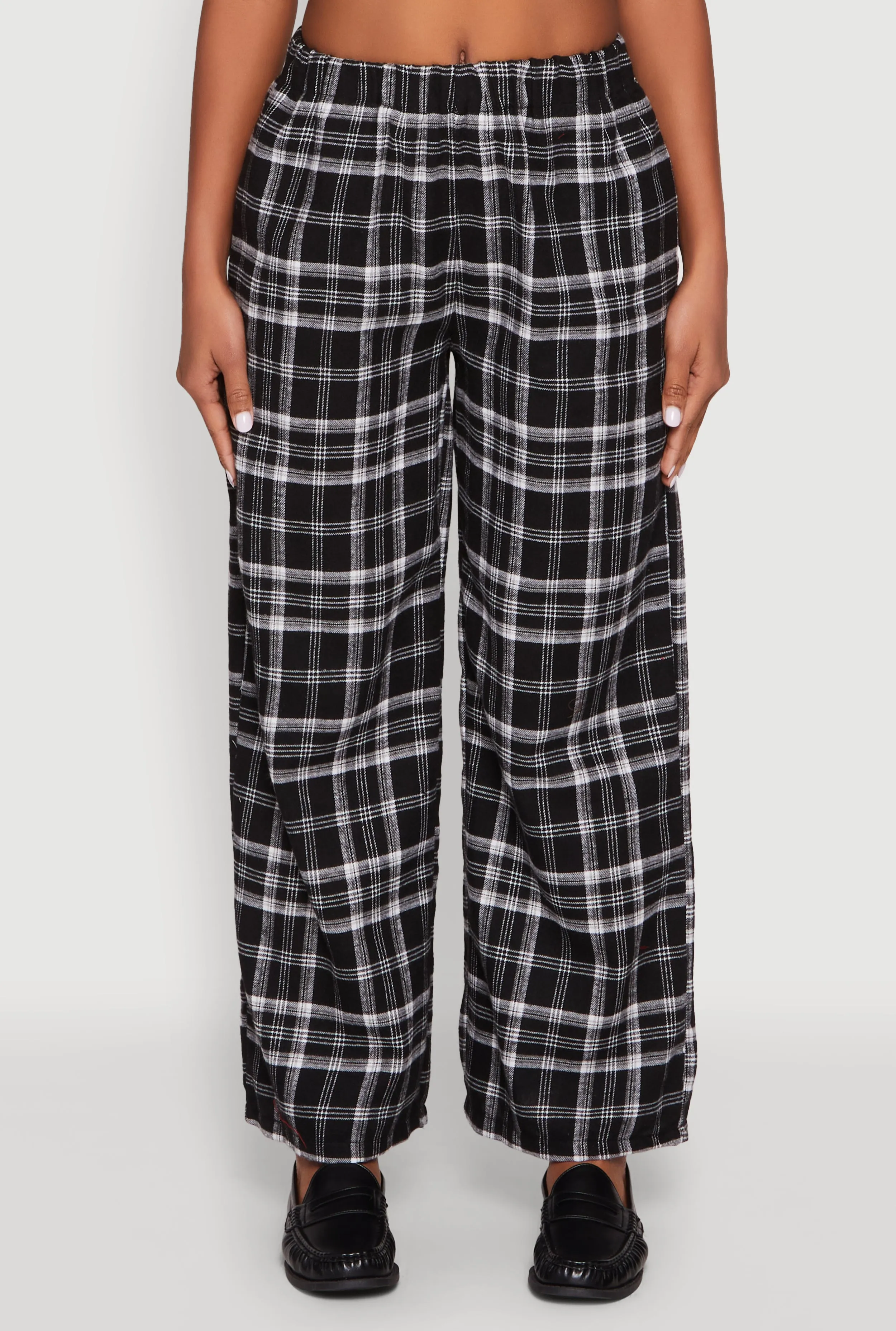 Plaid Brushed Knit Wide Leg Dress Pants sold by Rainbow product image thumbnail 5