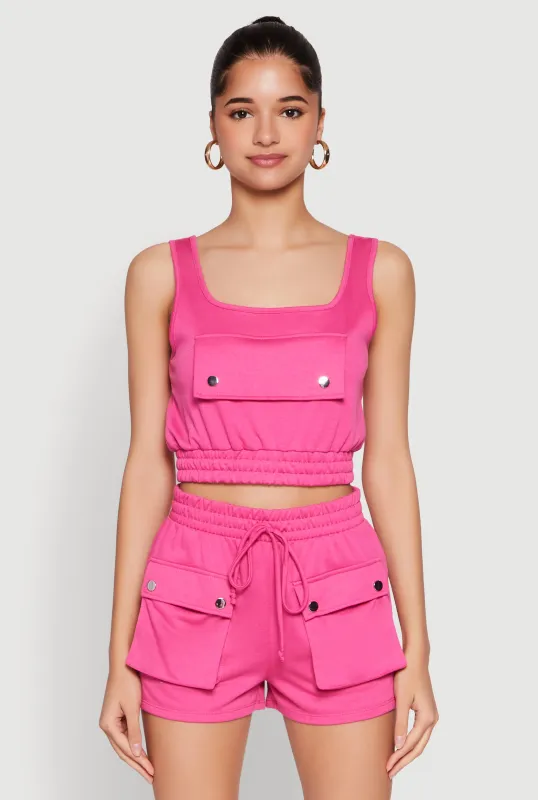 Faux Flap Pocket Crop Top made by Rainbow
