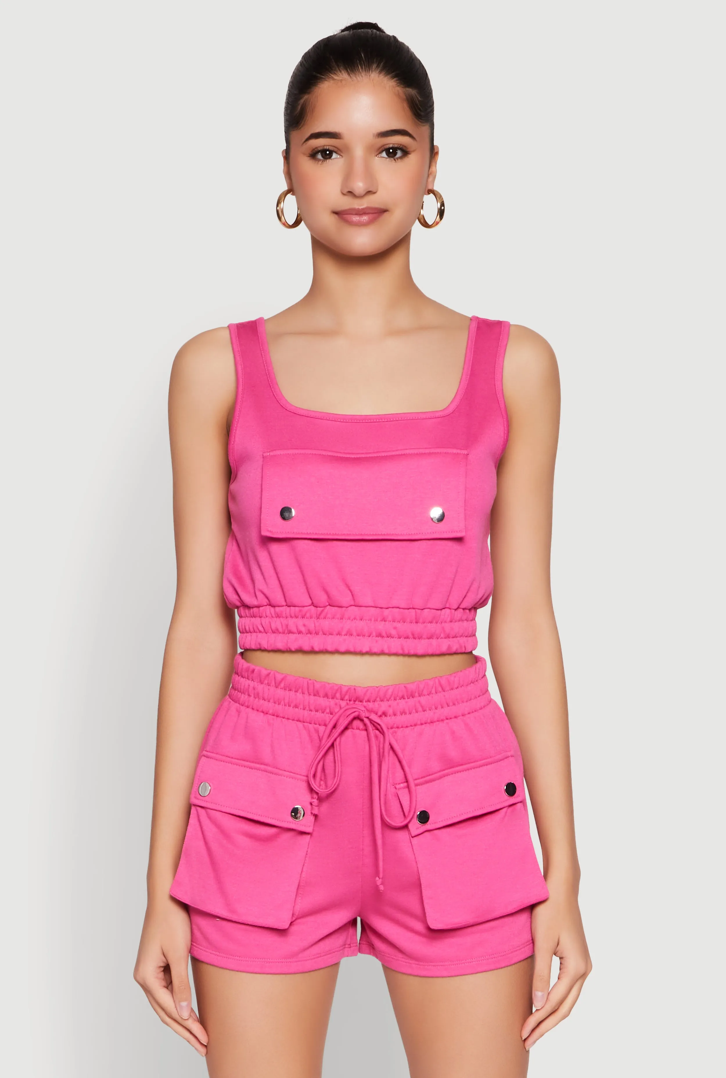 Faux Flap Pocket Crop Top sold by Rainbow