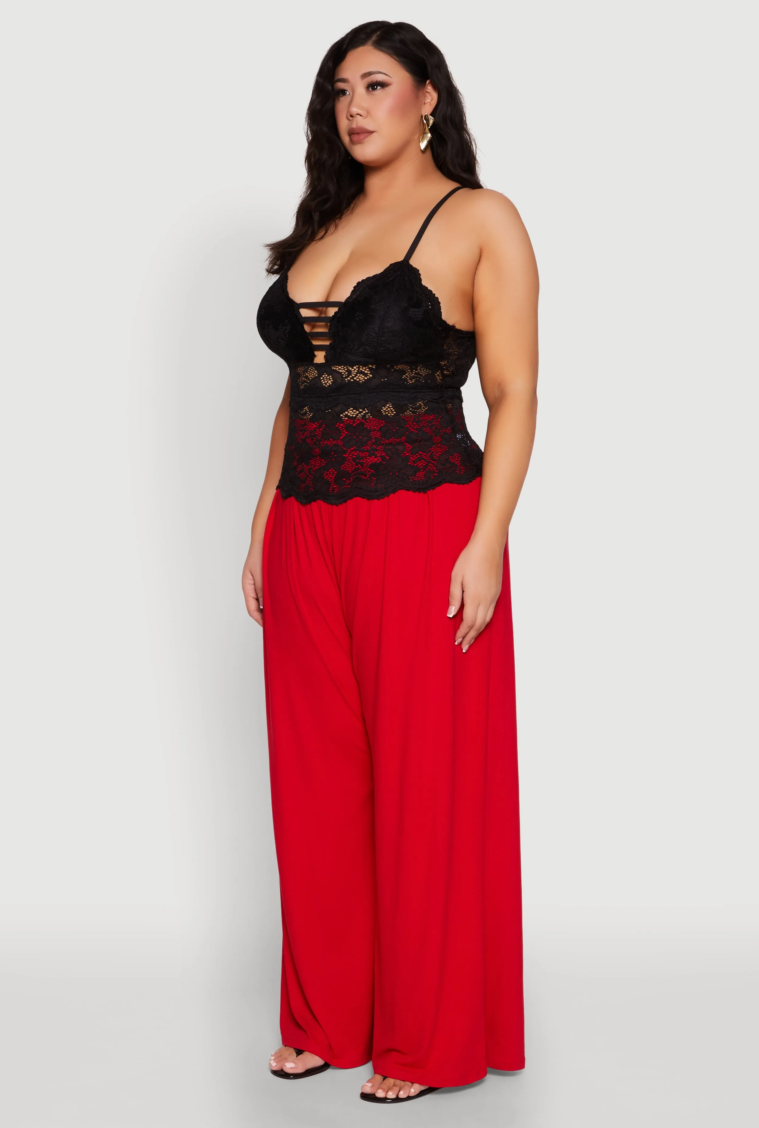 Plus Size Floral Lace Caged Front Cami sold by Rainbow product image thumbnail 5