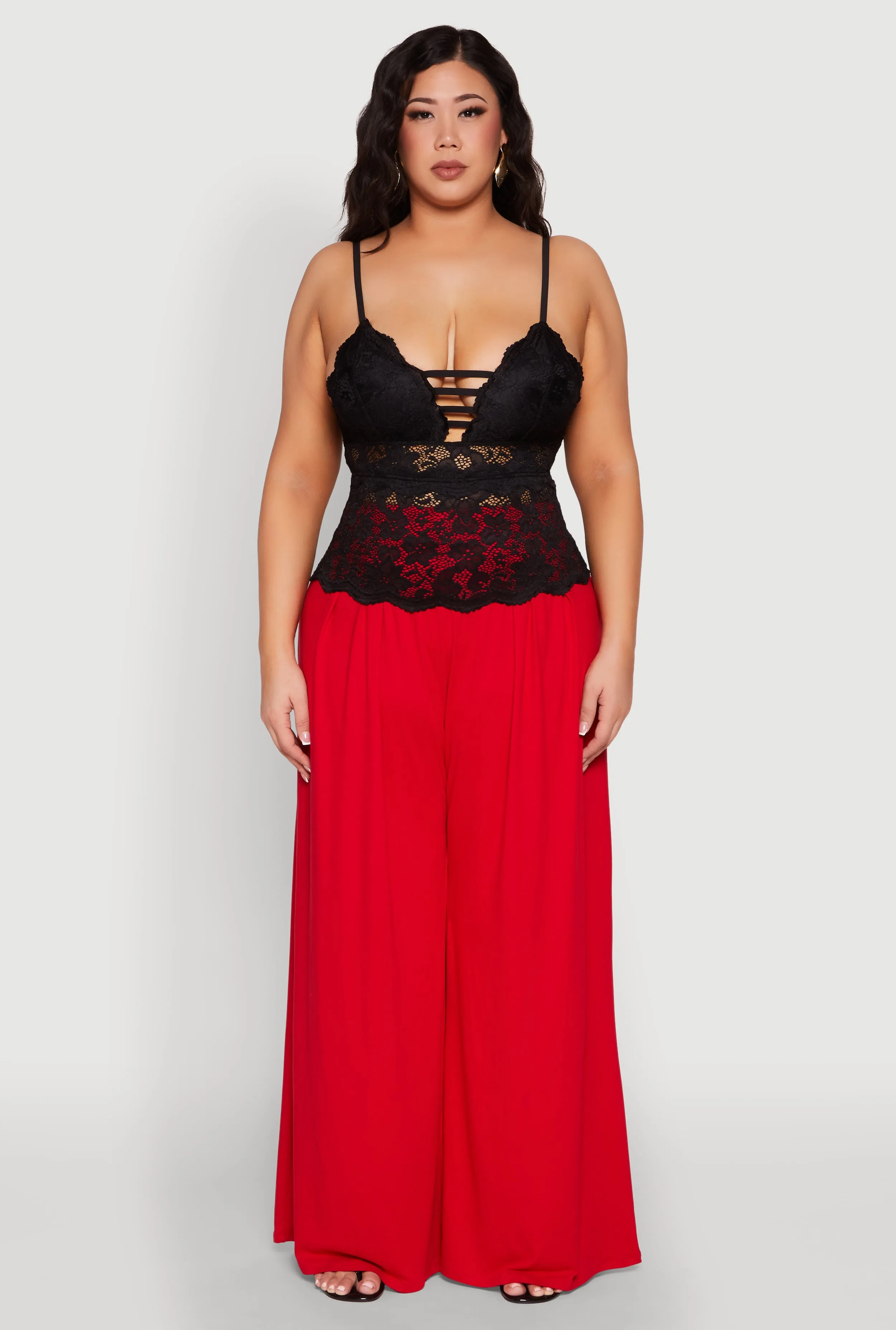 Plus Size Floral Lace Caged Front Cami sold by Rainbow product image thumbnail 3