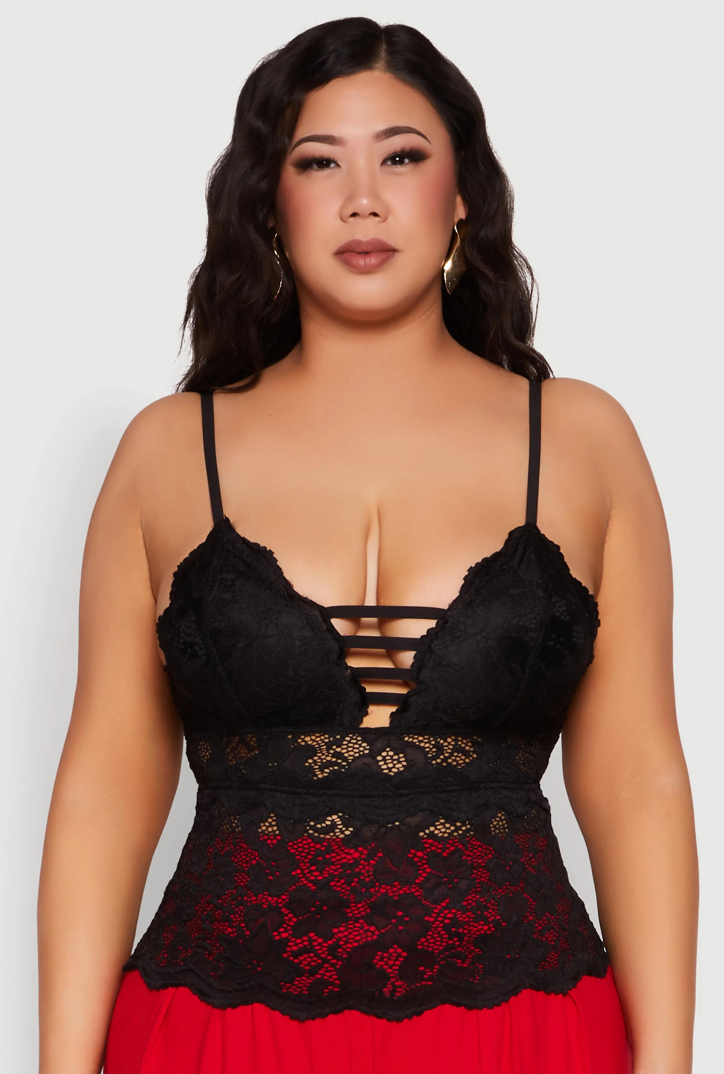 Plus Size Floral Lace Caged Front Cami sold by Rainbow product image thumbnail 2
